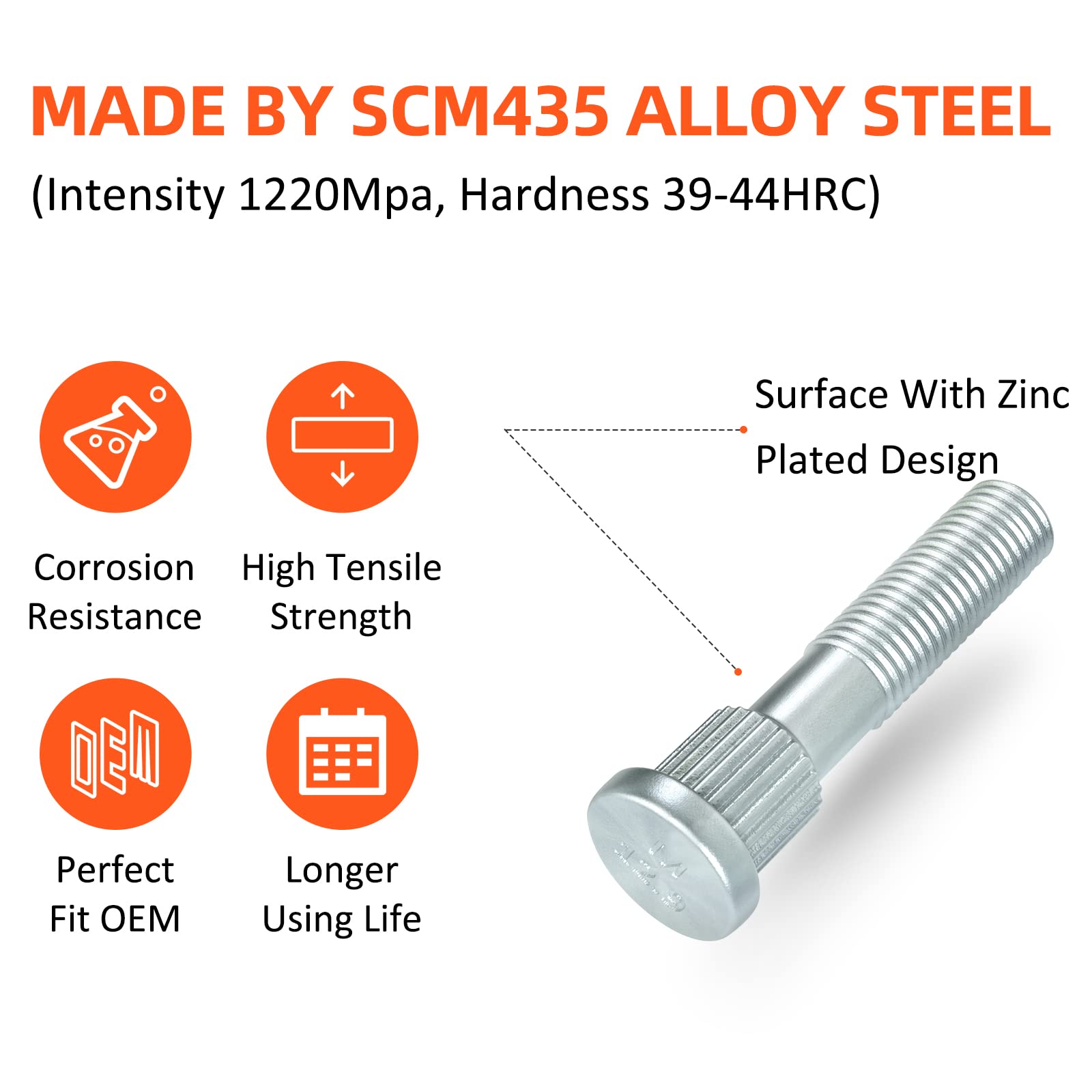 Wheel Studs 4 Pcs For Polaris Rzr-Xp-1000 Turbo/Pro/Rs1 General-Xp-1000 2014-2022