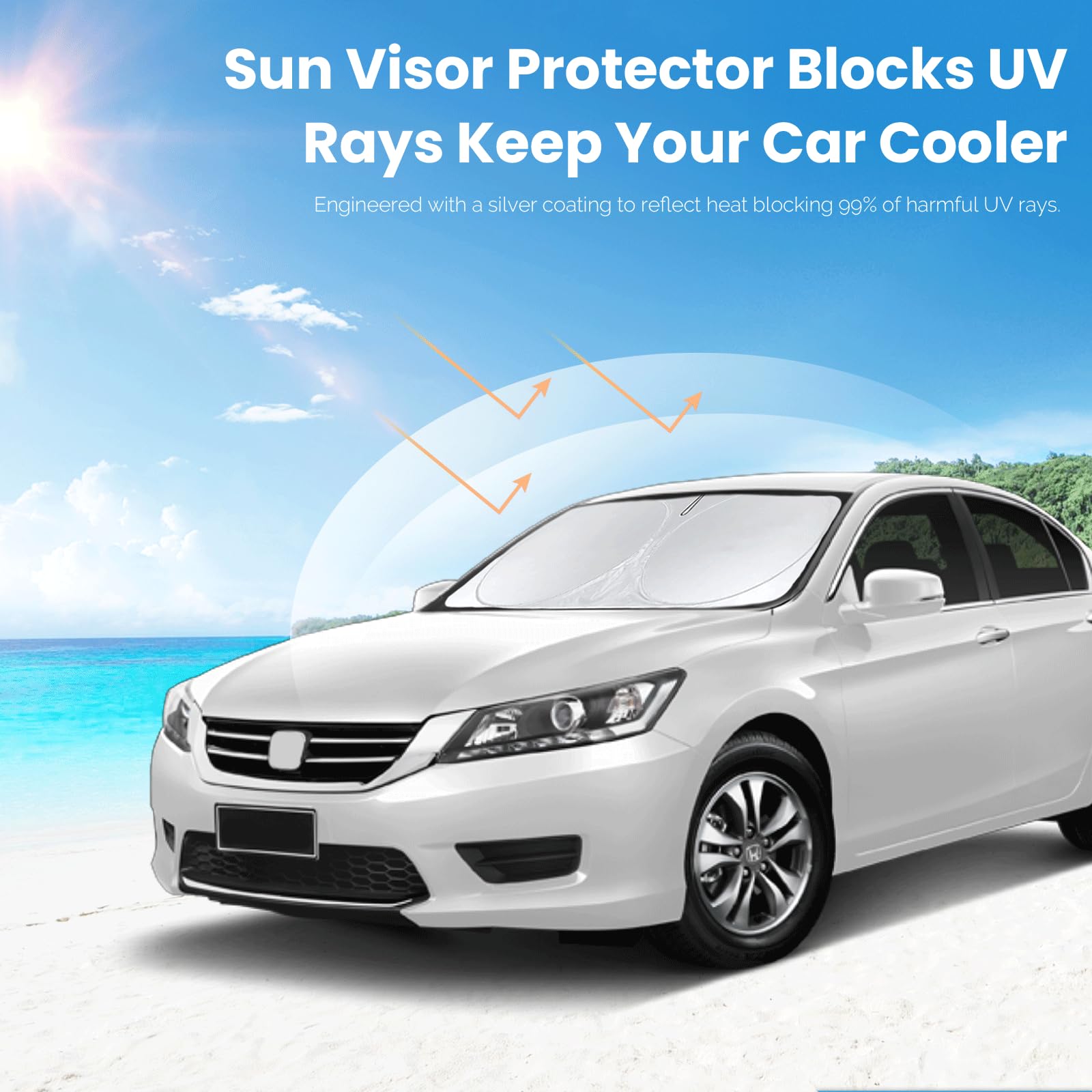 Insauto Windshield Sun Shades Compatible With Honda Civic Accord, Front Window Sunshade For Windshield Cover Foldable Sun Visor