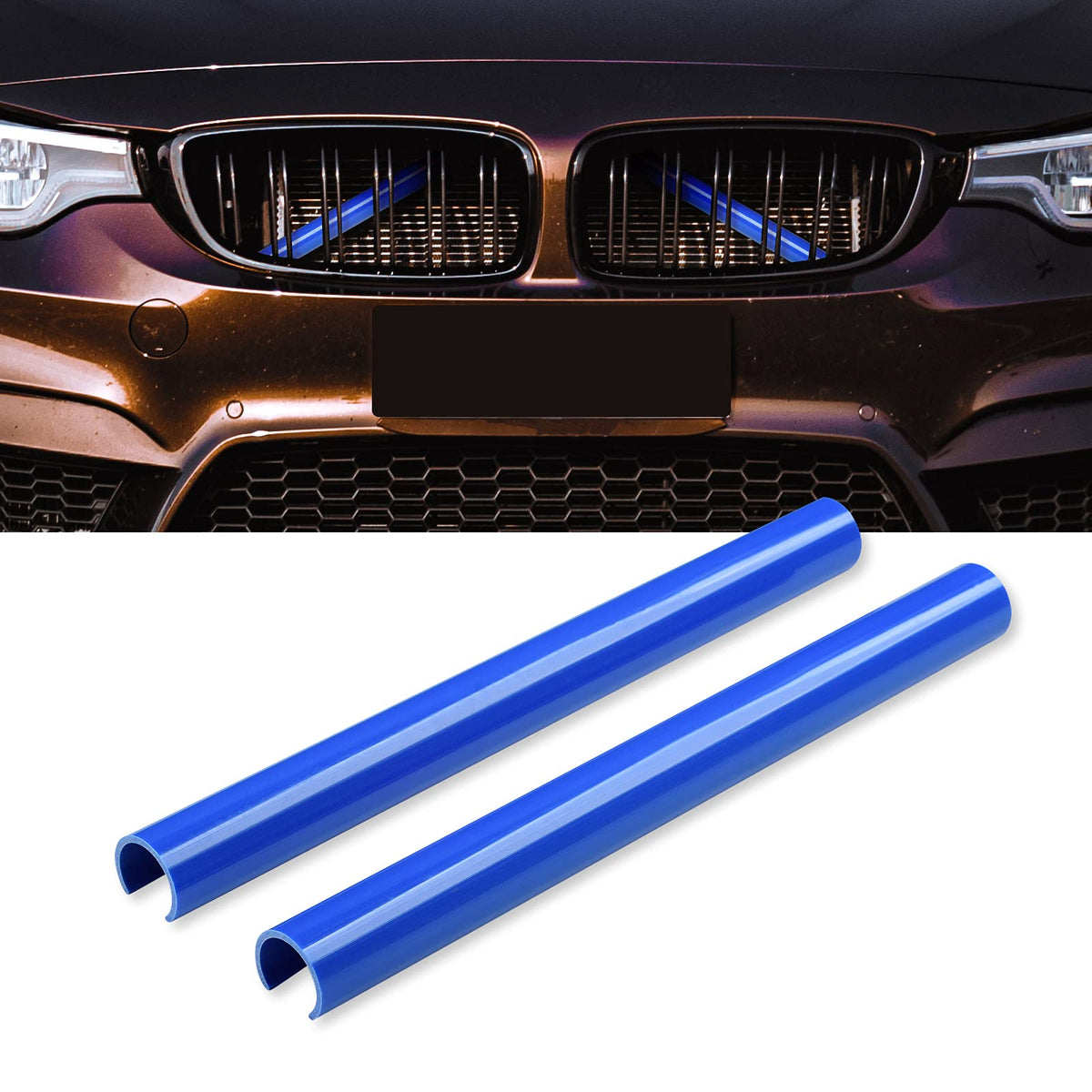 Aggauto Grille Inserts Stripes For Bmw F20 F30 2011-2021, 328I/320I/335I/428I, Blue Grill Insert Accessories For Bmw 1/2/3/4/5 S