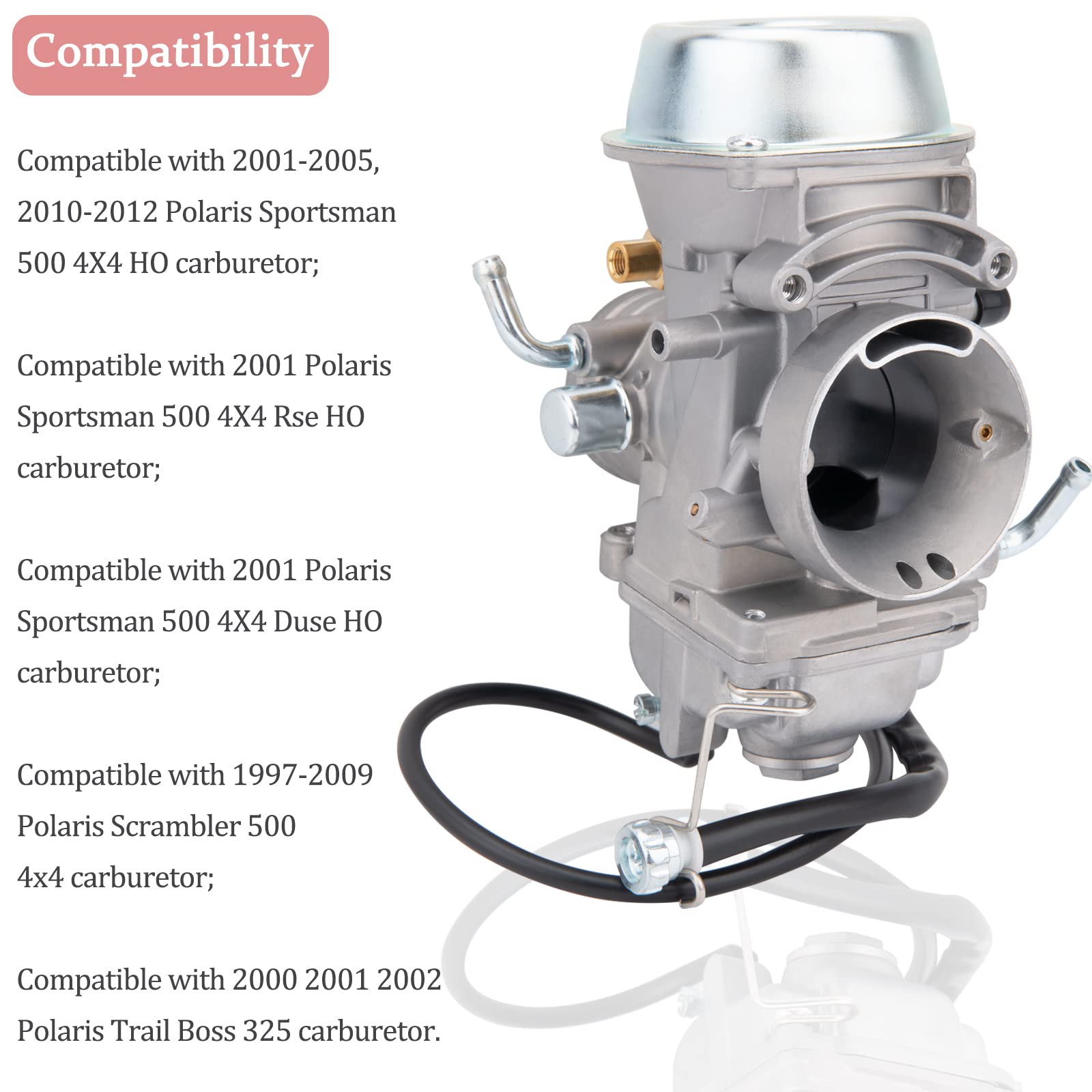 500 Carburetor Compatible With Polaris Sportsman 500 4X4 Ho 2001-2005 & 2010-2012, Scrambler 500 4X4 1997-2009, Trail Boss 325 2