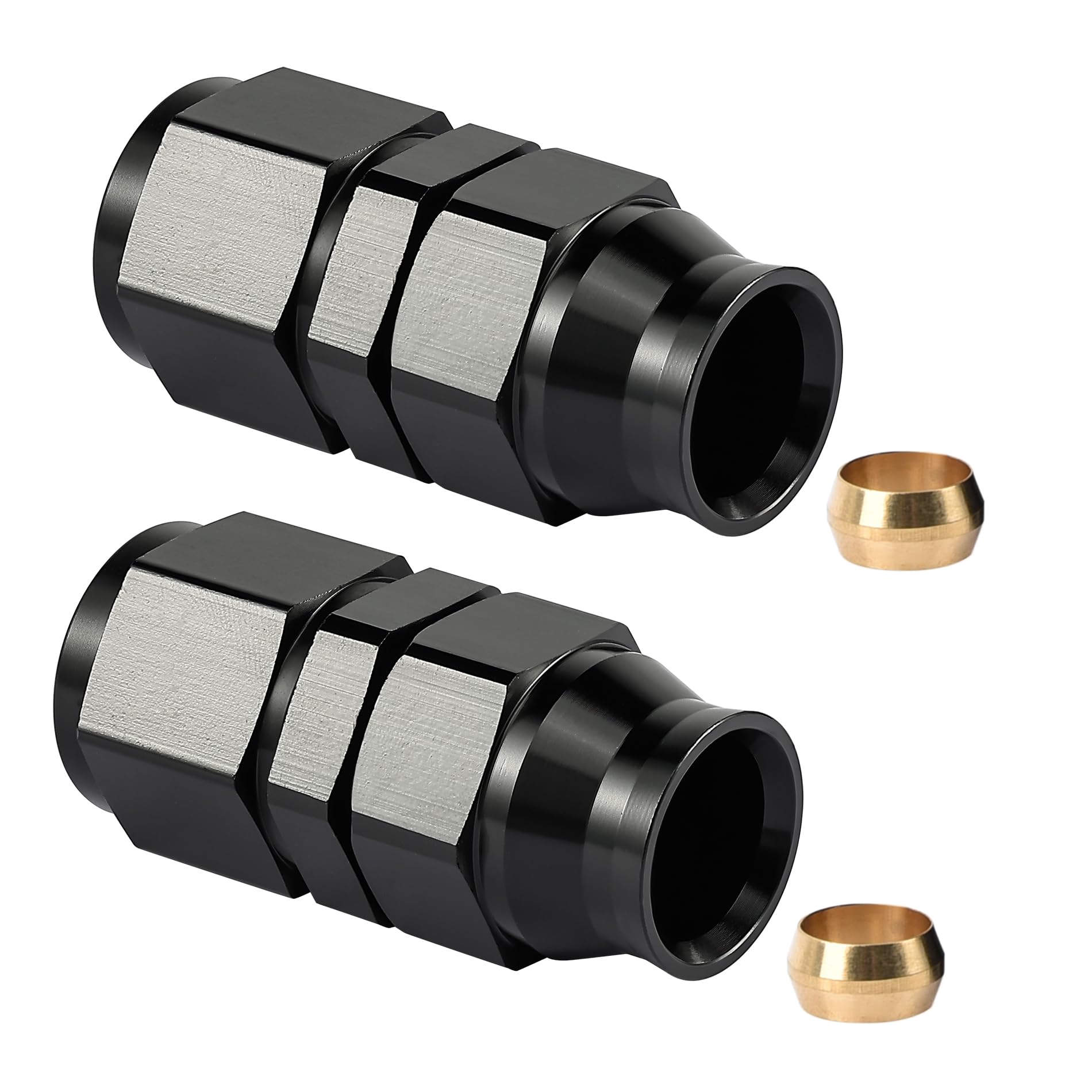EVIL ENERGY 6AN Female Flare to 5/16 '' Compression Hardline Fitting Aluminum Black 2PCS