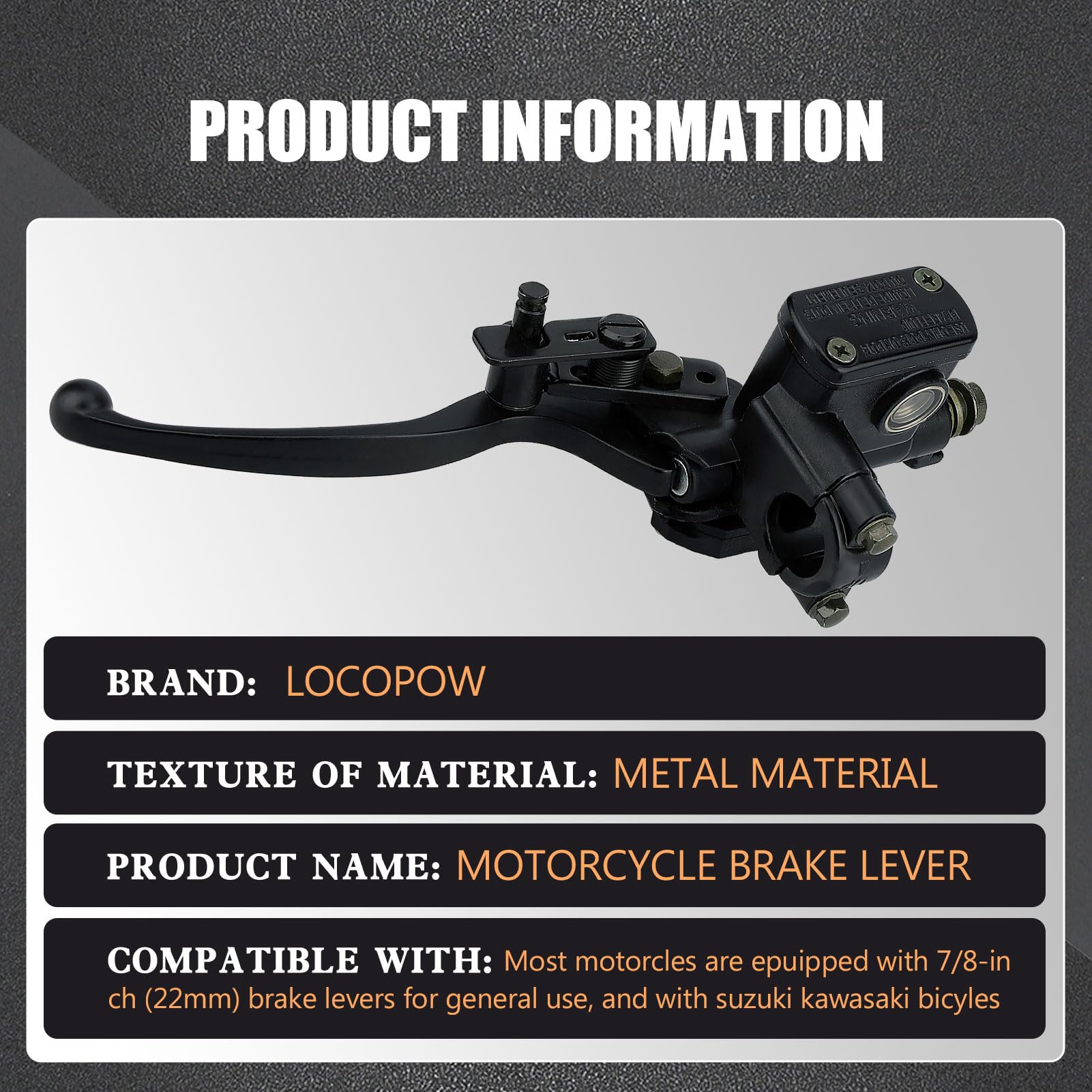 Locopow 7/8” Left Hand Hydraulic Brake Lever Master Cylinder For Chinese 50Cc-250Cc 110Cc 125Cc Atv Quad Dirt Mini Bike Moped Tao Tao Coolster Apollo Kazuma Sunl Roketa Lifan Motorcycle