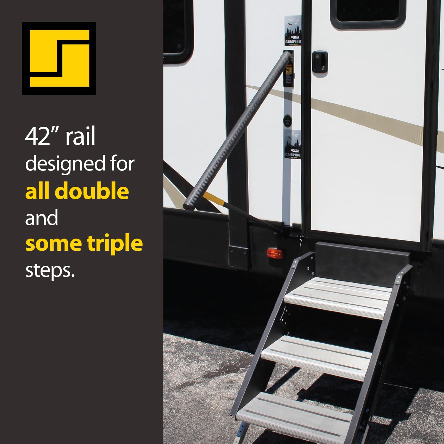 Stromberg Carlson AR-42 Lend-A-Hand Banister Rail - RV Handrail for Safe Support on Outdoor Steps, Ribbed Grip Tubing, Folds Fla