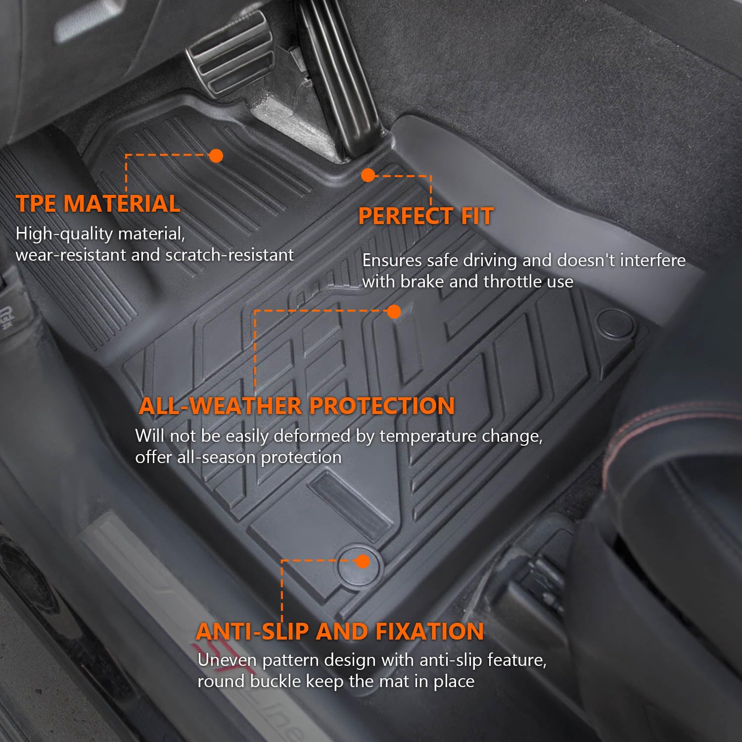 Powoq Floor Mat Compatible With 2020-2025 Ford Explorer 6&7 Seats Cargo Liner Backrest Mat Replacement For 2020 2021-2023 2024 2