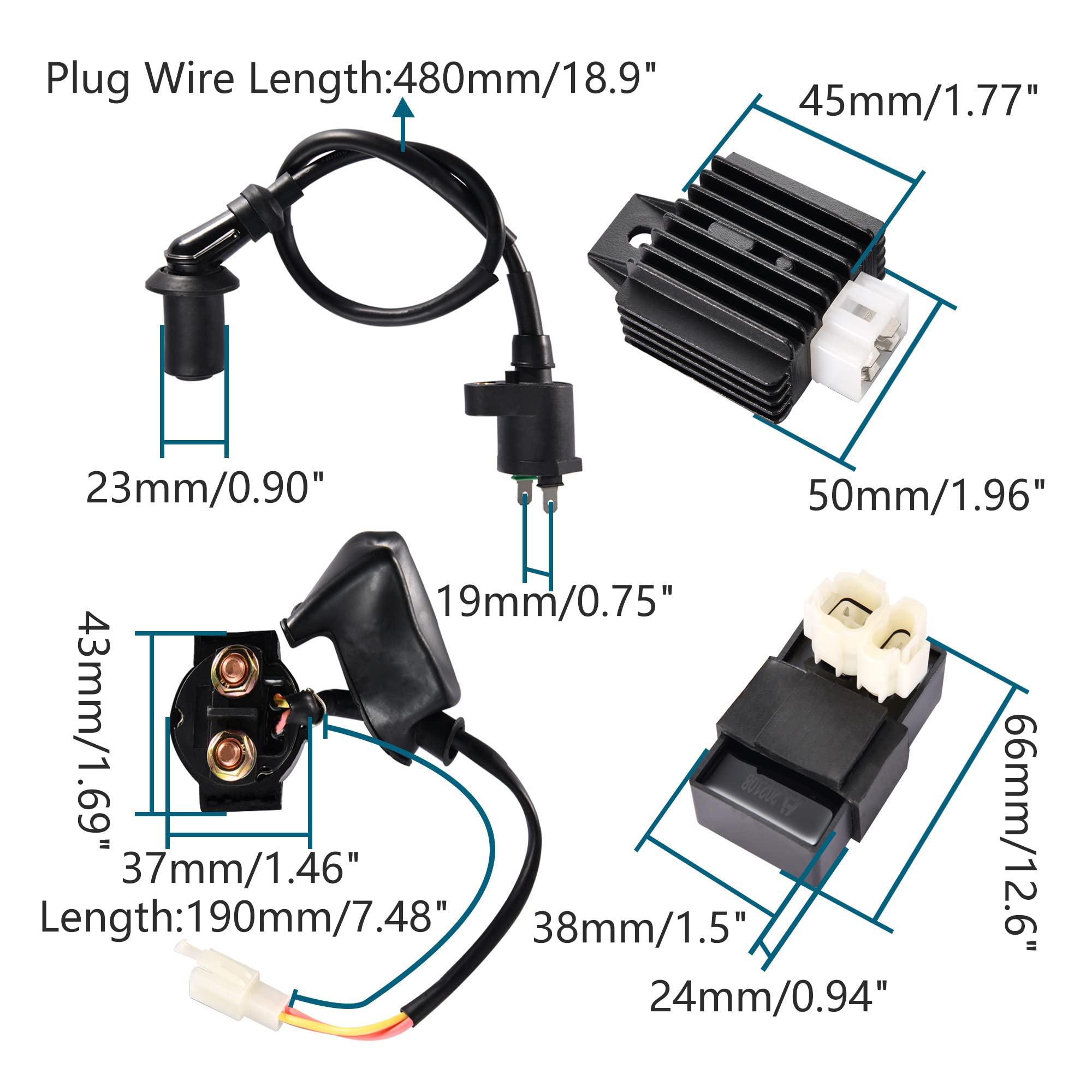 GOOFIT Ignition Coil CDI Solenoid Relay Voltage Regulator kit for GY6 50cc 125cc 150cc Engine ATV Go Kart Dirt Bike Pit Bike Scooter Moped