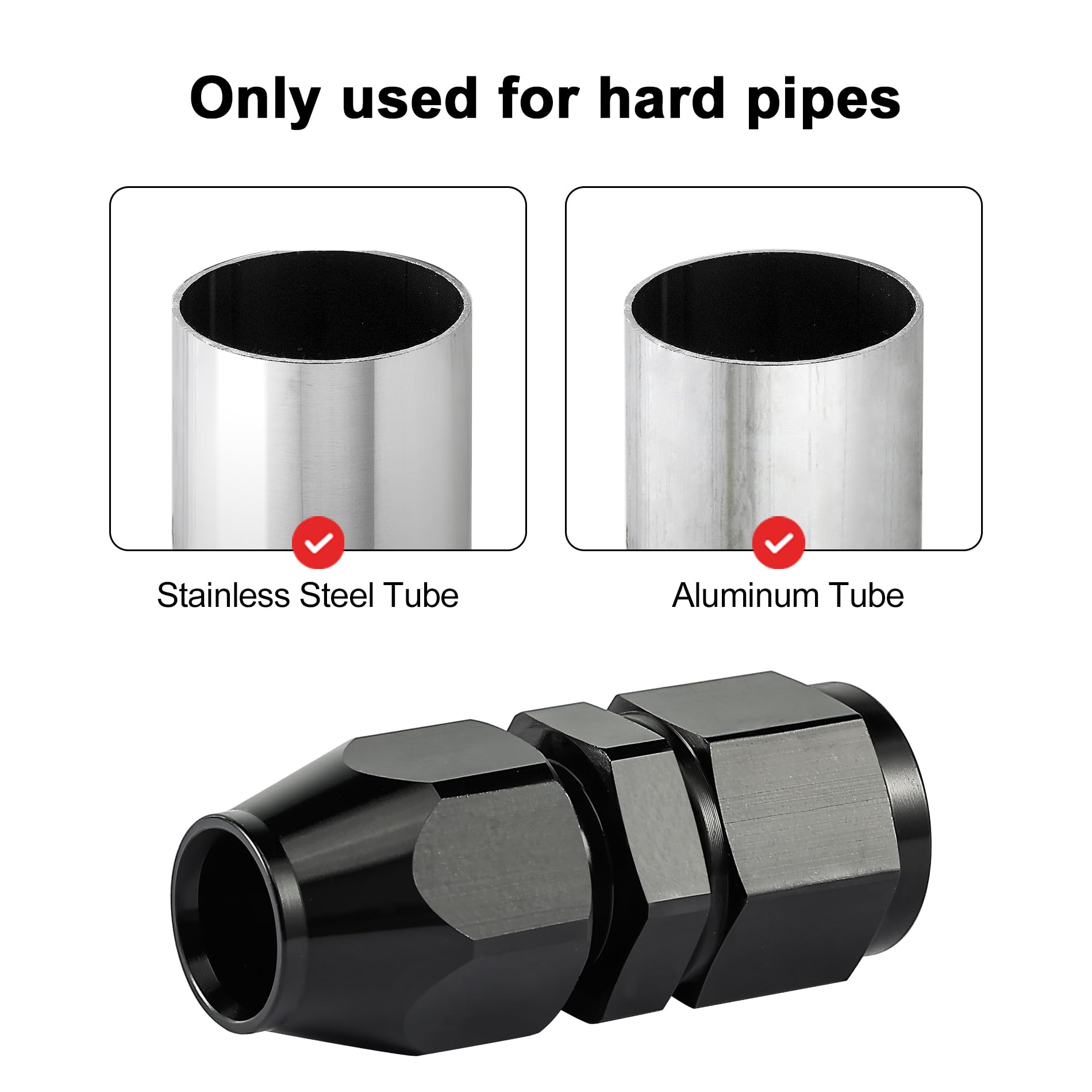 EVIL ENERGY 8AN Female Flare to 1/2 '' Compression Hardline Fitting Aluminum Black 2PCS