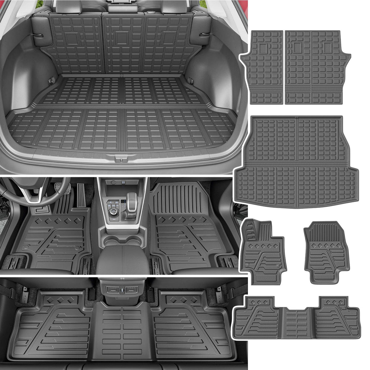 Xipoo Cargo Mat Compatible With 2019-2025 Toyota Rav4 Trunk Mat Floor Mat Backrest Mat Replacement For 2019-2025 Toyota Rav4 Acc
