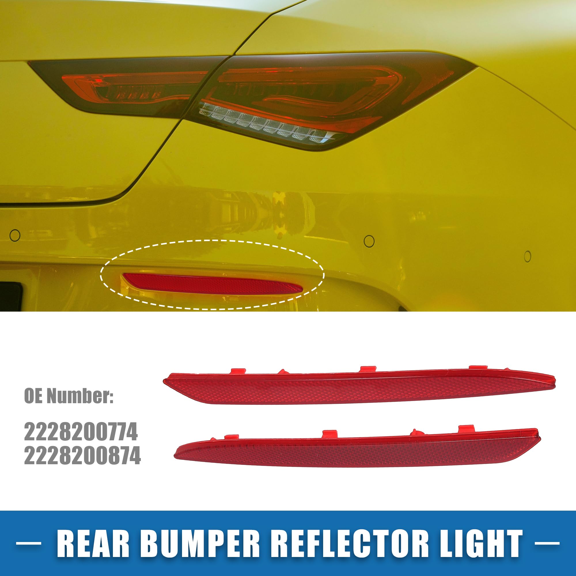 A Absopro Rear Bumper Reflector Light 2228200774 For Mercedes-Benz W166 C292 Gle & Amg 2016-2019 Pc Abs Red