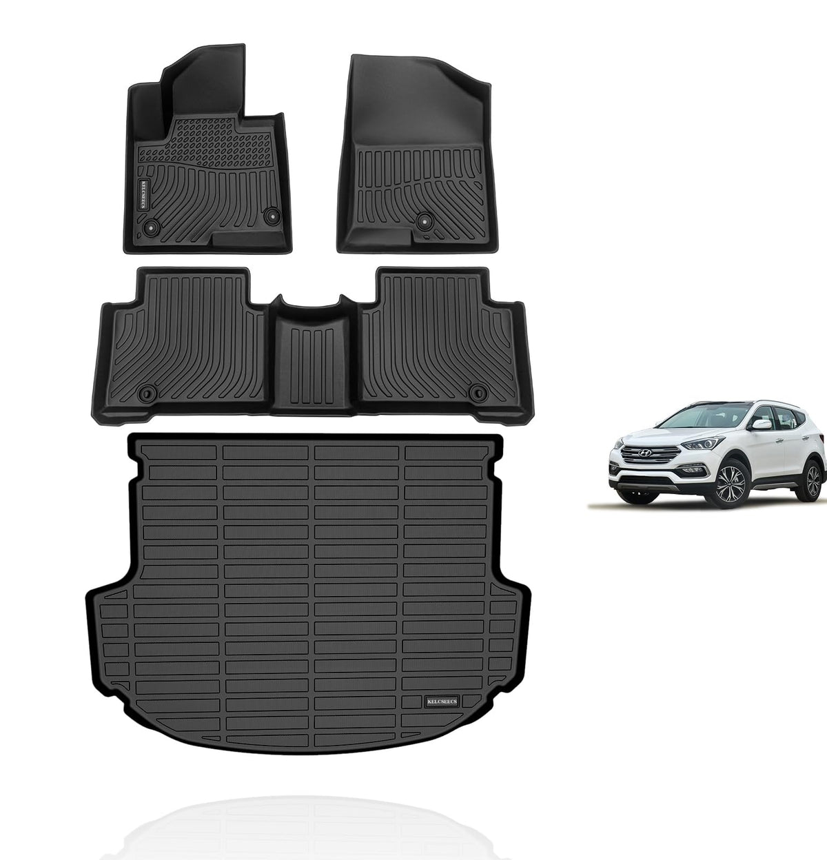 KELCSEECS All Weather Floor Mats & Cargo Liner for 2013 2014 2015 2016 2017 2018 Hyundai Santa Fe Sport(Only 5 Seater) Automotiv