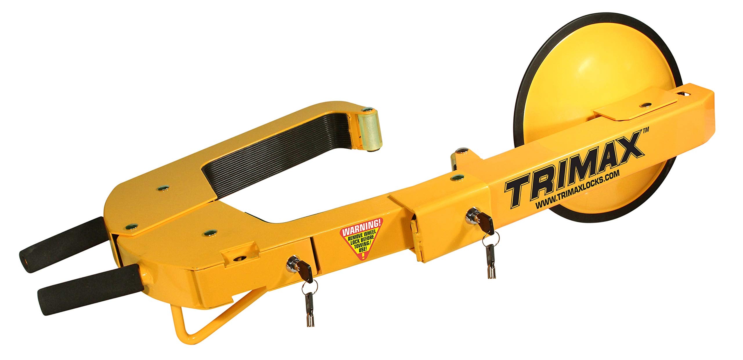 Trimax Twl400 Larger Ultra-Max Adjutable Wheel Lock With Disc Cover Free Pad Lock, Yellow
