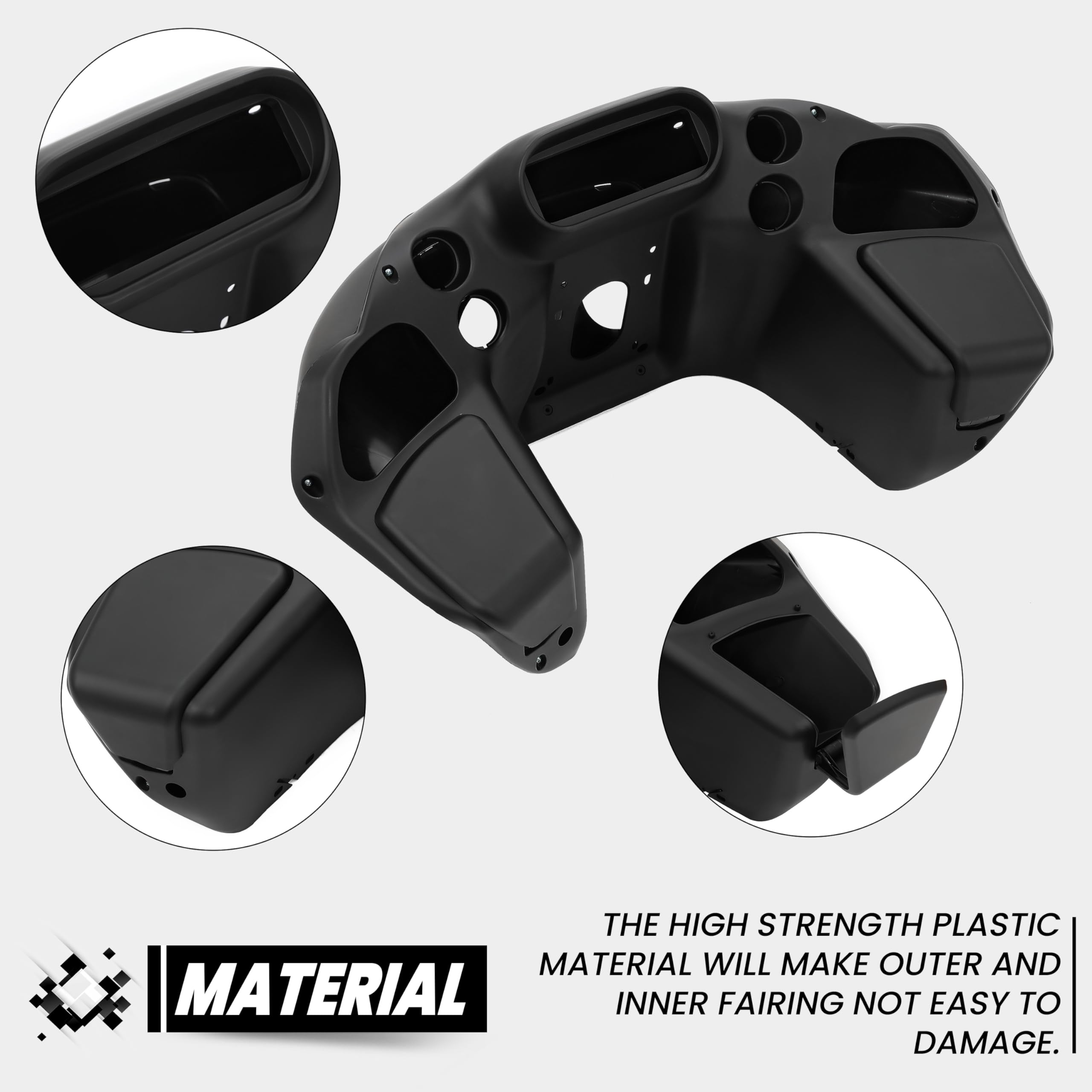 HECASA Batwing Front Inner & Outer Fairing Compatible with 1998-2013 Harley-Davidson Road Glide Motorcycle Headlight Headlamp Fa