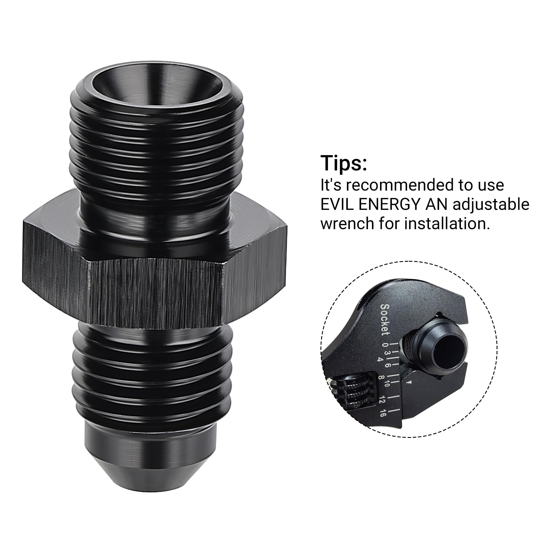 Evil Energy 4An Male Flare To M12 X 1.0Mm Male Metric Fitting Adapter Aluminium Alloy 2Pcs