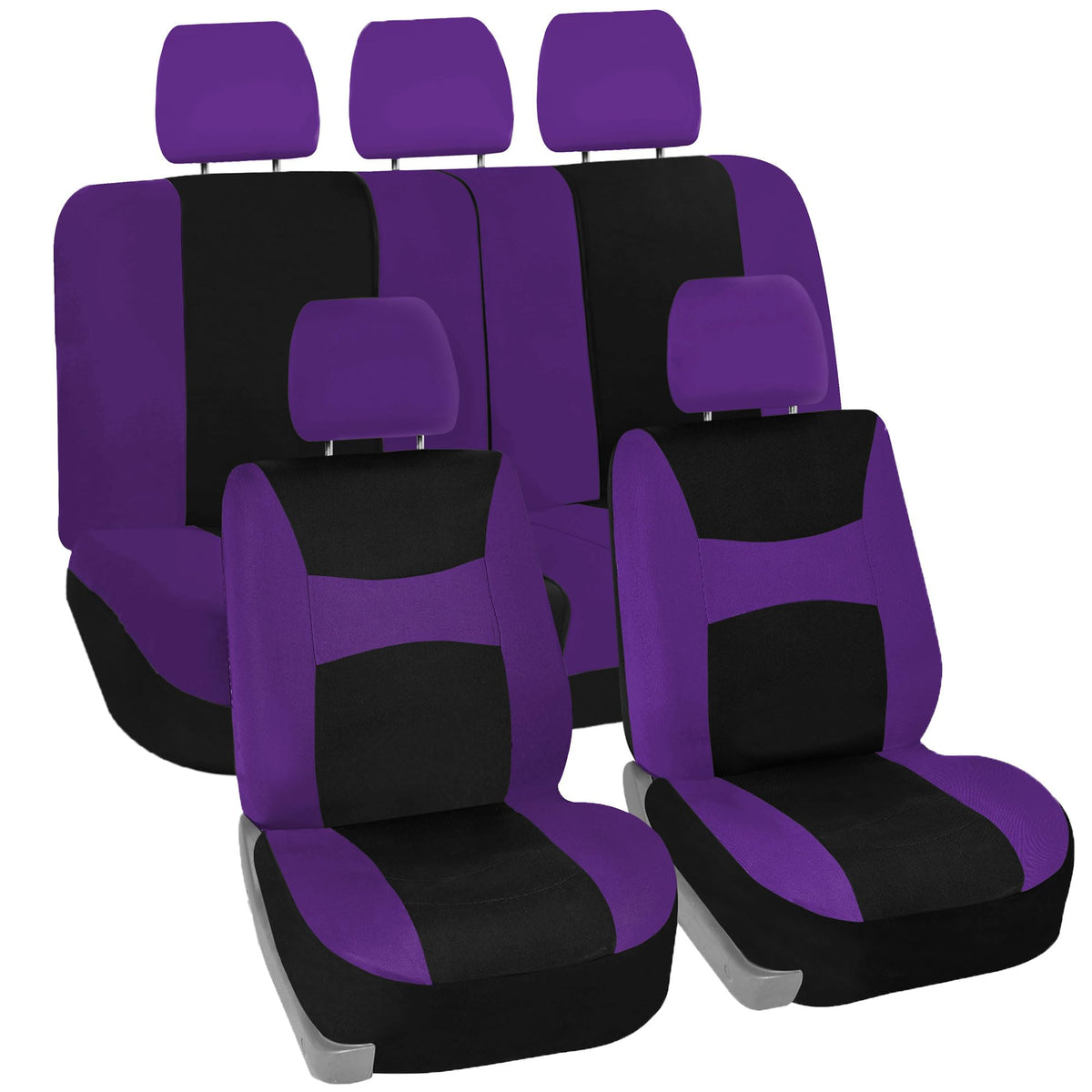 Fh Group Car Seat Covers Full Set Cloth - Universal Fit, Automotive Seat Covers, Low Back Front Seat Covers, Airbag Compatible, 