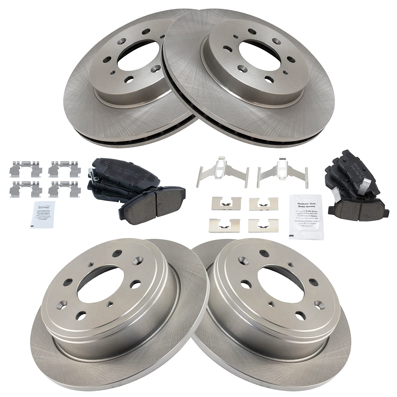Trq Front And Rear Brake Pad & Rotor Kit Brake Pads Brake Rotor Ceramic Compatible With 1994 Acura Integra