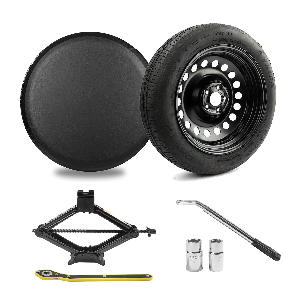 Gleyi Spare Tire Kit Compatible with 2020-2025 CRV Hybrid - Includes 18x4 Black Rim, 155/90R18 Spare Tire, 29    Rolling Diamete