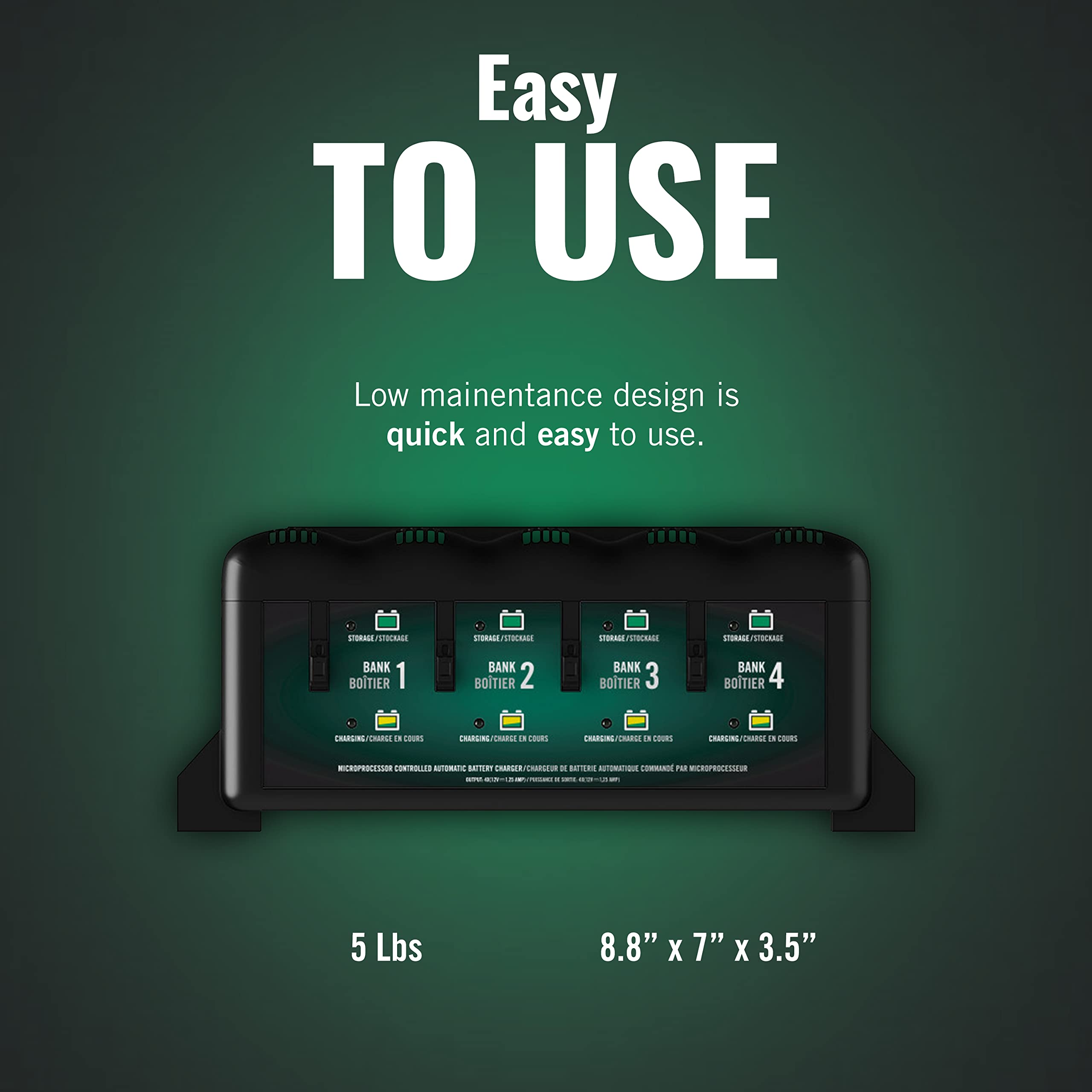 Battery Tender 4 Bank Multibank Charger - 5 Amp (1.25 Amps Per Bank) - Smart 12V Multi Battery Charger And Maintainer - 022-0148