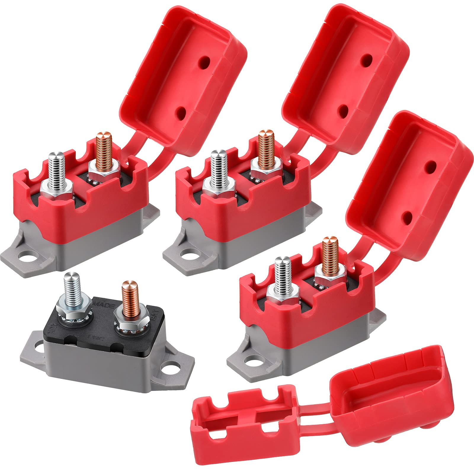 4 Pieces Dc 12V - 24V Automatic Reset Circuit Breaker Circuit Breaker With Cover Stud Bolt For Automotive And More (40 Amp)