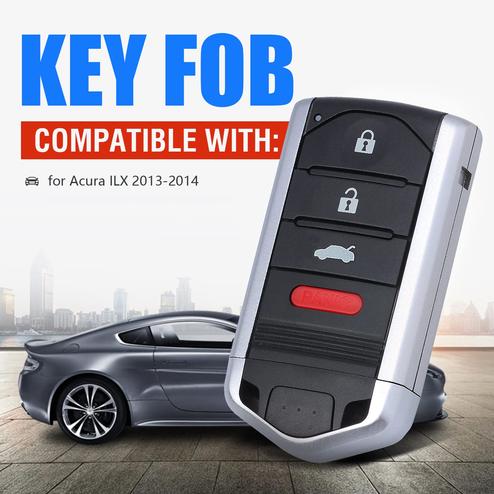 Keymall Car Key Fob Keyless Entry Remote Control For Acura Ilx 2013 2014(Fcc Id:Kr5434760 P/N:72147-Tx6-A01 72147-Tx6-A11) 4 Buttons