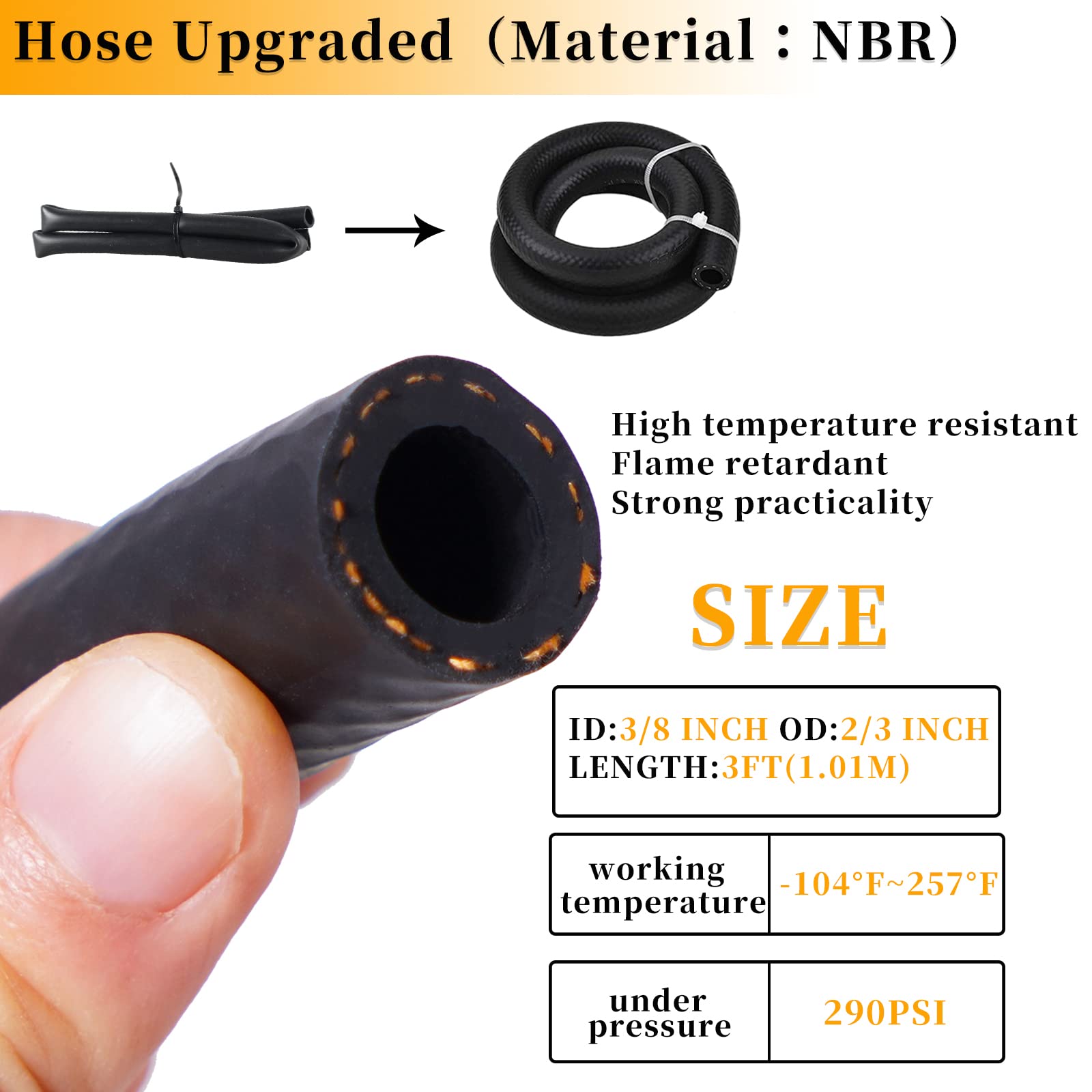 Pwr Fever Upgraded Baffled Oil Catch Can Kit Oil Separator Catch Can Aluminum With 3/8' Strengthened Nbr Fuel Line Black 400Ml