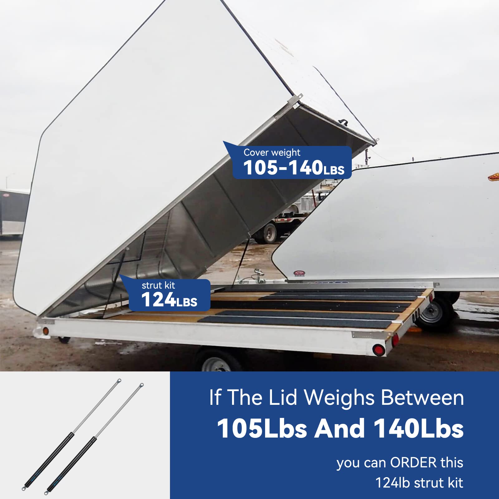 26 Inch Gas Shocks Struts 280343 124Lb/552N Gas Spring Lift Supports For Camper Domestic Trailer Awning Rv Bed Tonneau Cover, 2Pcs Set Arana