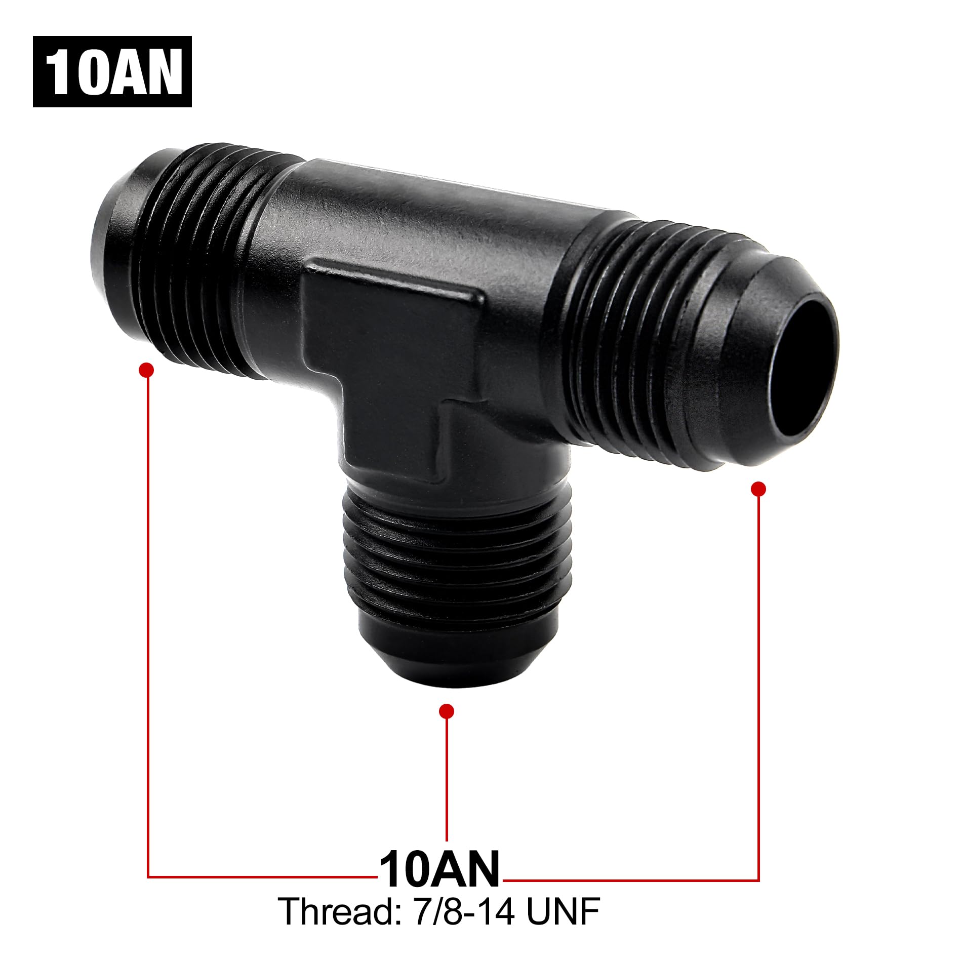Evil Energy 10An Male Flare Tee Fitting Adapter T Union Aluminum Black