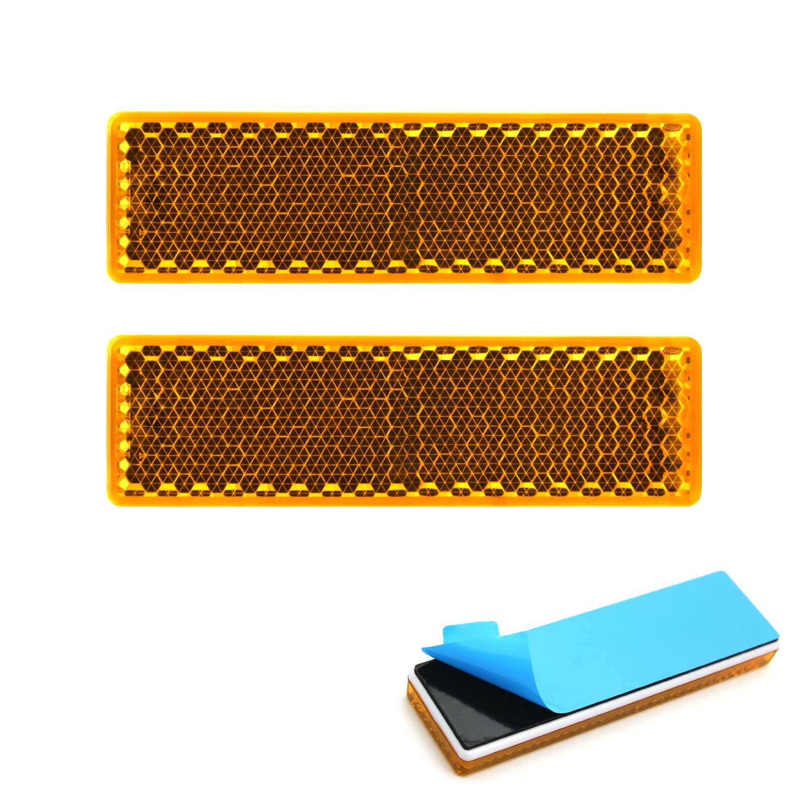 MFC PRO Rectangular Safety Stick-on Reflector Truck Trailer Warning Reflective Plate for Car Caravan Lorry Bus(Yellow, 2.99 x 0.