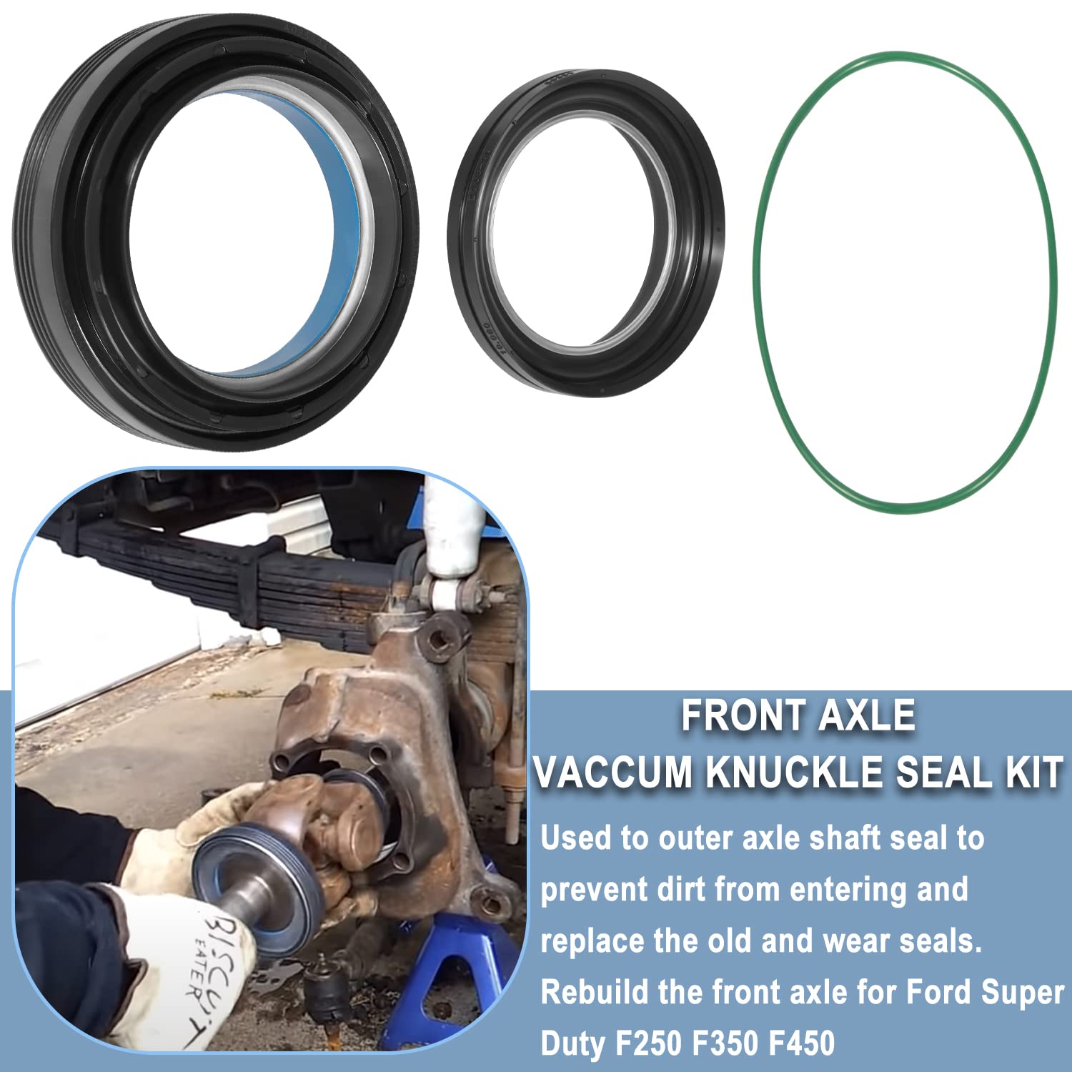 Front Axle Vaccum Knuckle & Tube Seal Kit Fit For 1998 1999 2000 2001 2002 2003 2004 Ford Super Duty Excursion F250 F350 F450 F5
