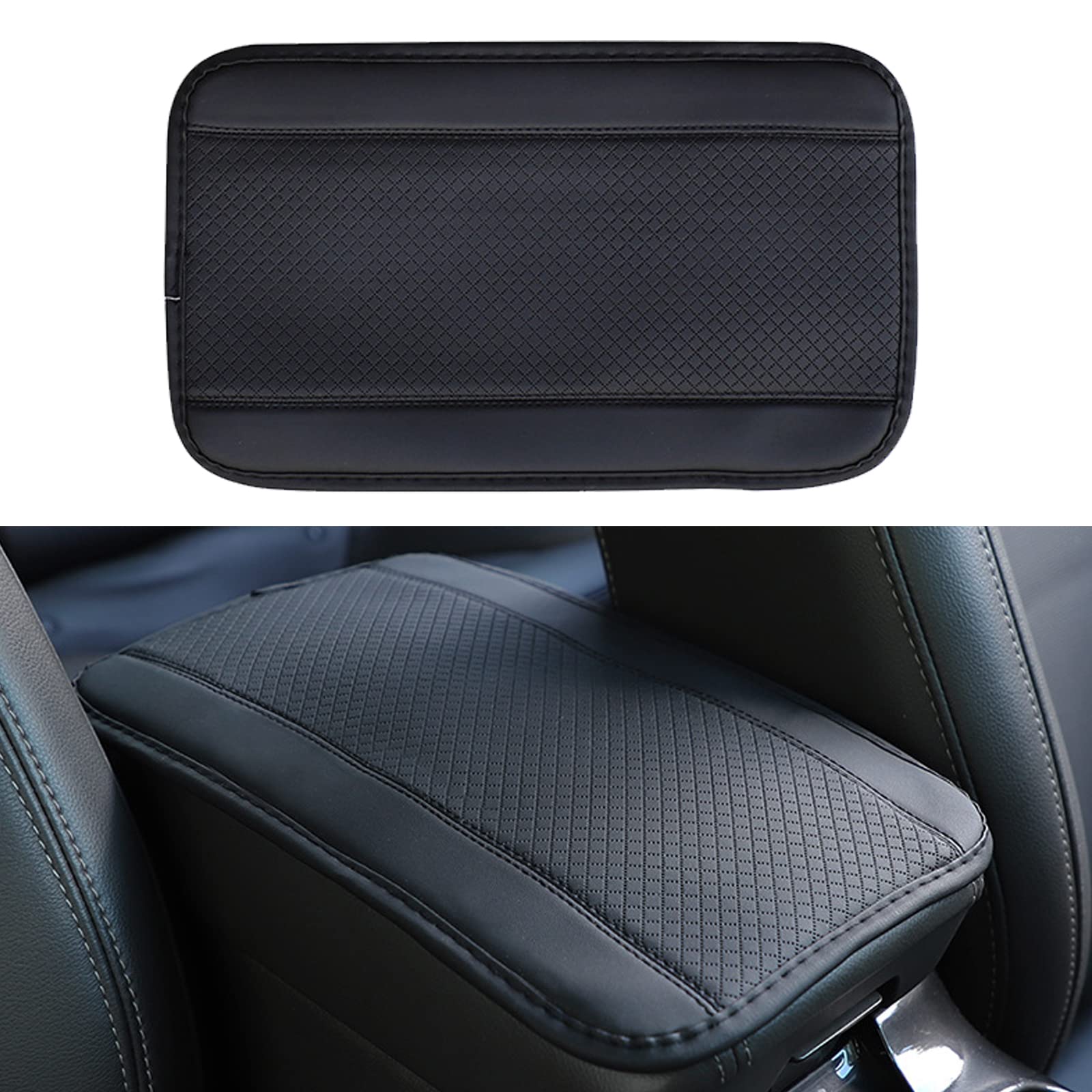 Miytsya Four Seasons Universal Armrest Box Mat, Fiber Leather Embossing, Waterproof Armrest Cover Center Console Mat Fit For Mos