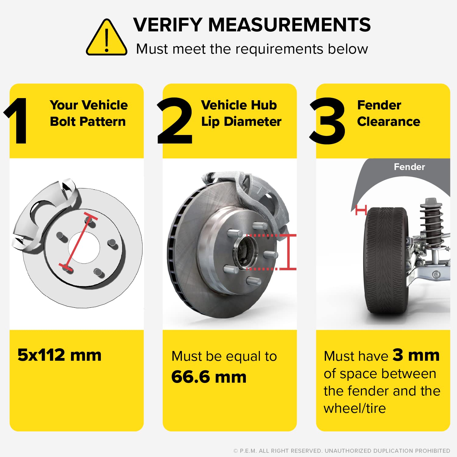 StanceMagic - 2pcs 3mm Hubcentric Wheel Spacers (5x112, 66.6mm Bore, No Lip) Compatible with Audi A4 S4 A5 S5 A6 S6 A7 S7 A8 Qua