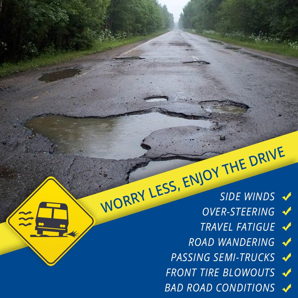 Safe-T-Plus Rv Steering Stabilizer 31-140 Silver (Rv Steering Stabilizer, Rv Steering Control, Rv Safety, Truck Steering Stabili