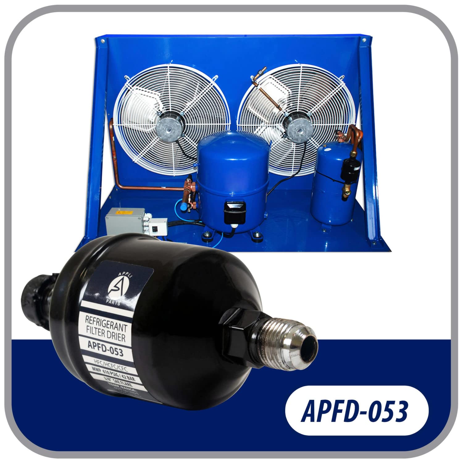 Appli Parts Apfd-053 3/8 In Liquid Line Refrigerant Ac Filter Drier Hvac Refrigeration 053 Sae Flare Connection Universal Unidir
