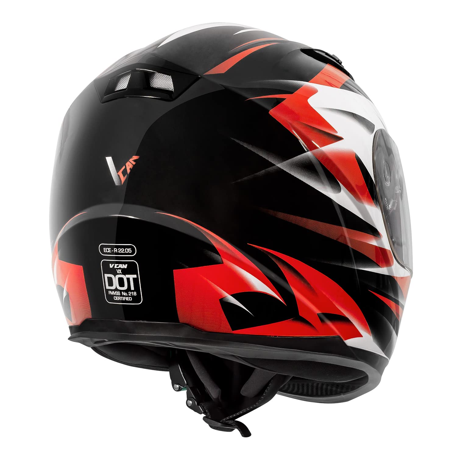 Vcan Vx Lightweight Full Face Motorcycle Street Bike Helmet With Extra Tinted Visor Dot Approved (Gloss Black Stream Red, Medium