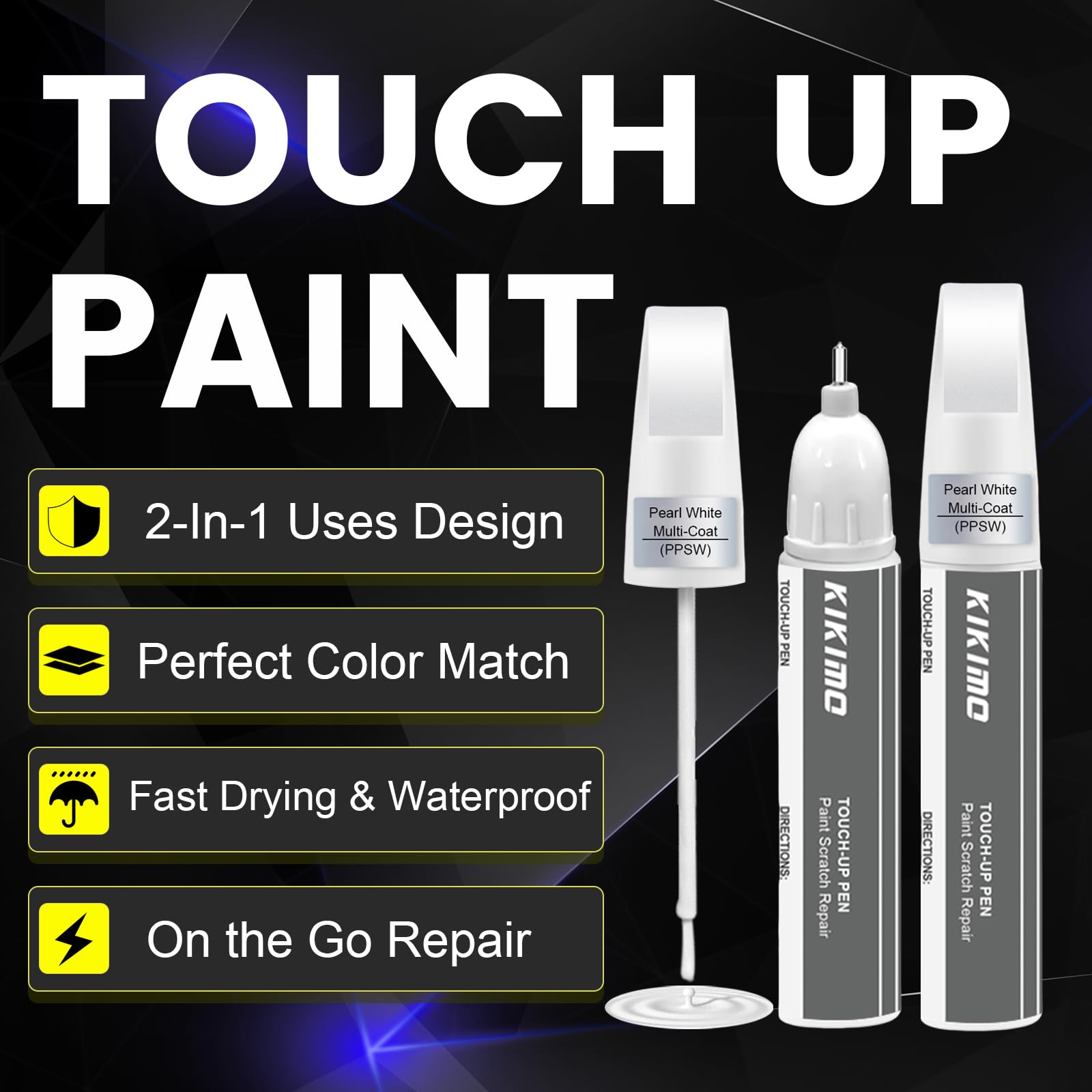 KIKIMO for Tesla Touch Up Paint(Deep Blue Metallic(PPSB)), Car Paint Repair Kit for Tesla Model Y/3/S/X, 2 In 1 Scratches Repair