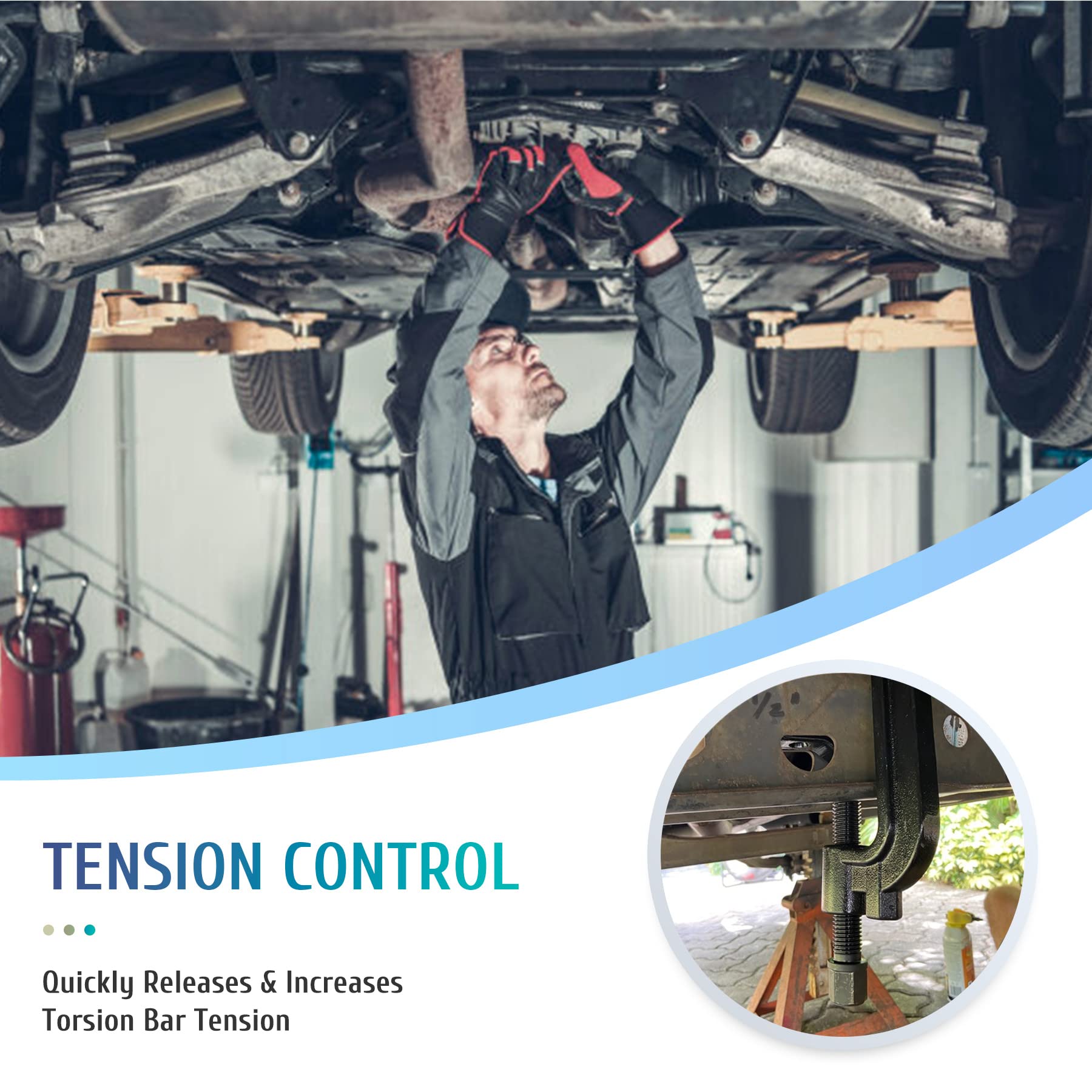 Orion Motor Tech Torsion Bar Unloading Tool, Heavy Duty Torsion Key Tool With C Frame And 0.9' Dia Threaded Rod, Torsion Bar Tool Compatible With Chevy Silverado Gmc Dodge Cadillac More