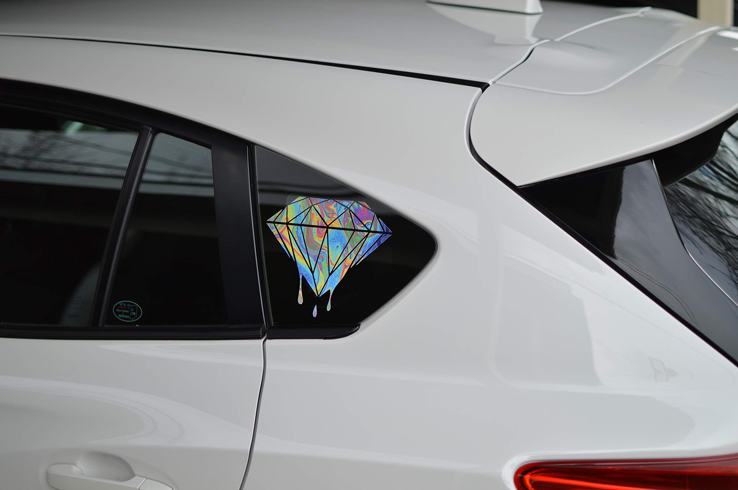 Dripping Paint Diamond Vinyl Sticker Decal | 6'' X 5'' Inch Drip Gem Stone, Swirling Colorful Paint Graphic Printed With Eco Sol