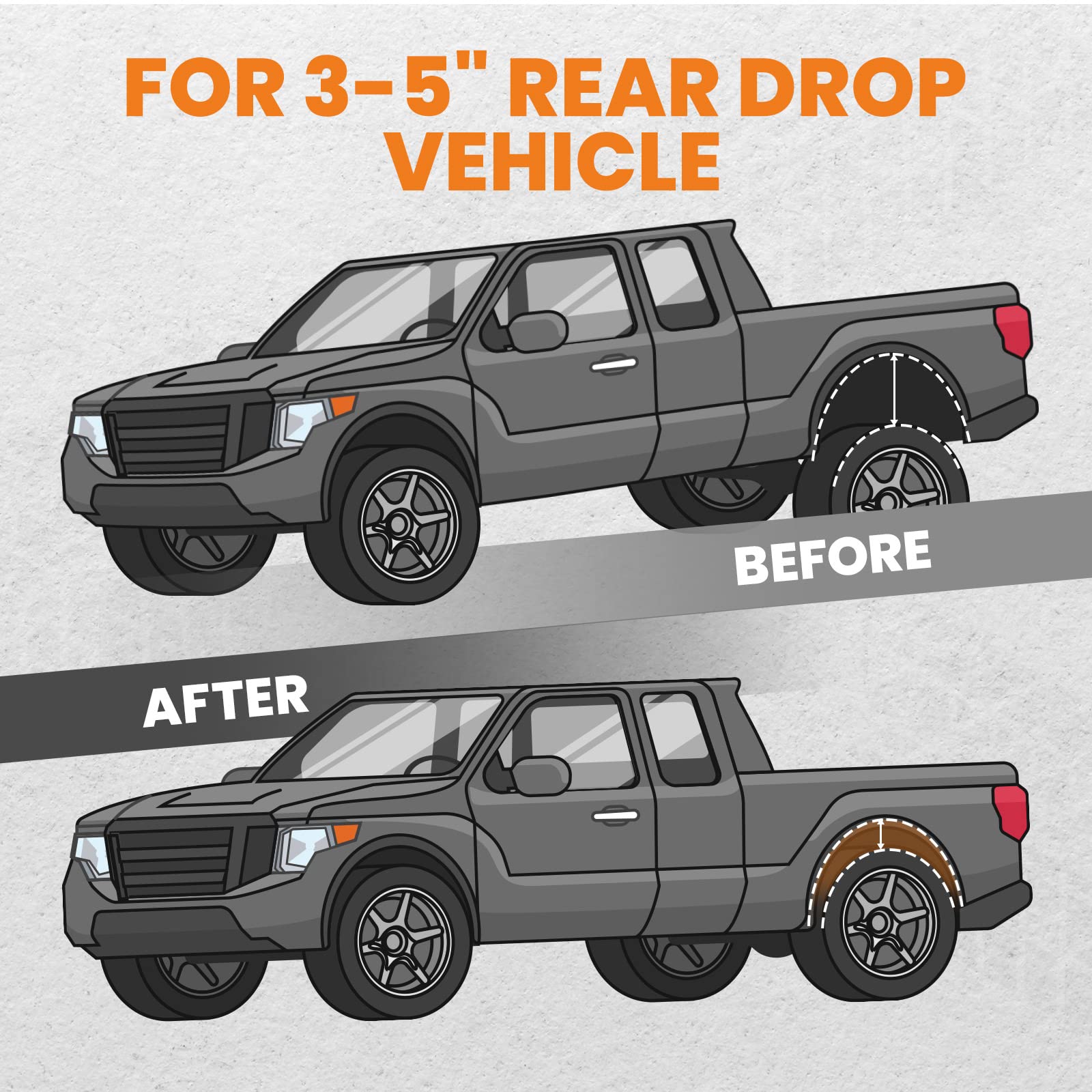 Tuningsworld 3   - 5    Shock Extenders for Chevy Silverado C1500, for GMC Sierra C1500 2WD 1988-1998, Rear Shocks Drop Lowering