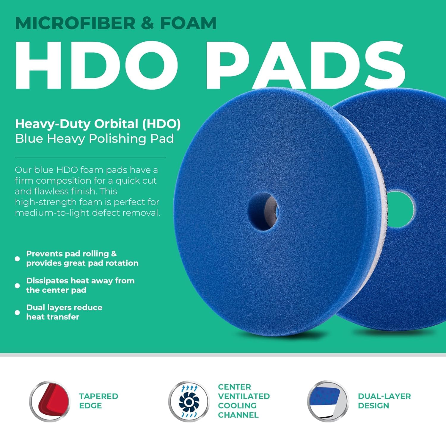 Lake Country Hdo Orange Foam Polishing Pad (1 Pack, 6.5   ) - Premium Heavy Duty Orbital Polishing Pads For Painted Surfaces. Fi