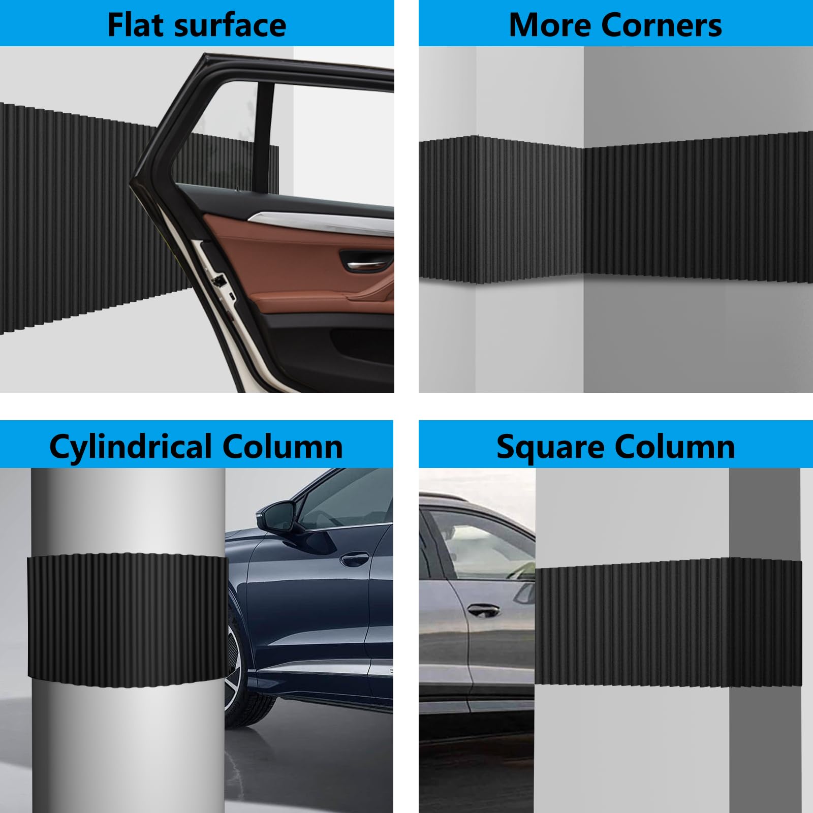 Spurtar Ultra Thick Garage Wall Protector Garage Parking Aid, Self-Adhesive Car Door Protector, Wavy-Mat Wall Padding, Vehicle D