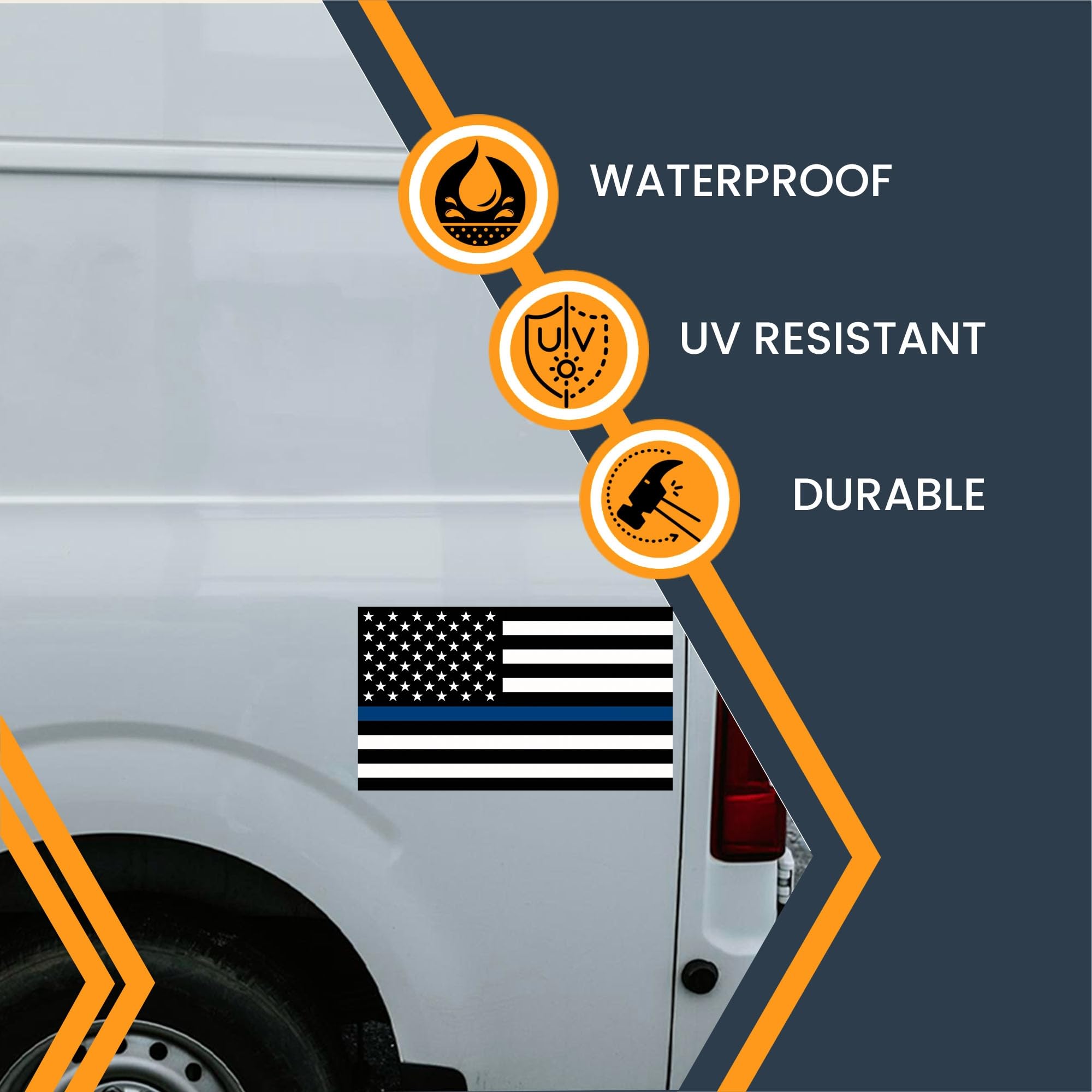Magnet Me Up Heavy Duty Automotive Magnet - Thin Blue Line American Flag, 7"x12", Vinyl, for Car, Truck or SUV