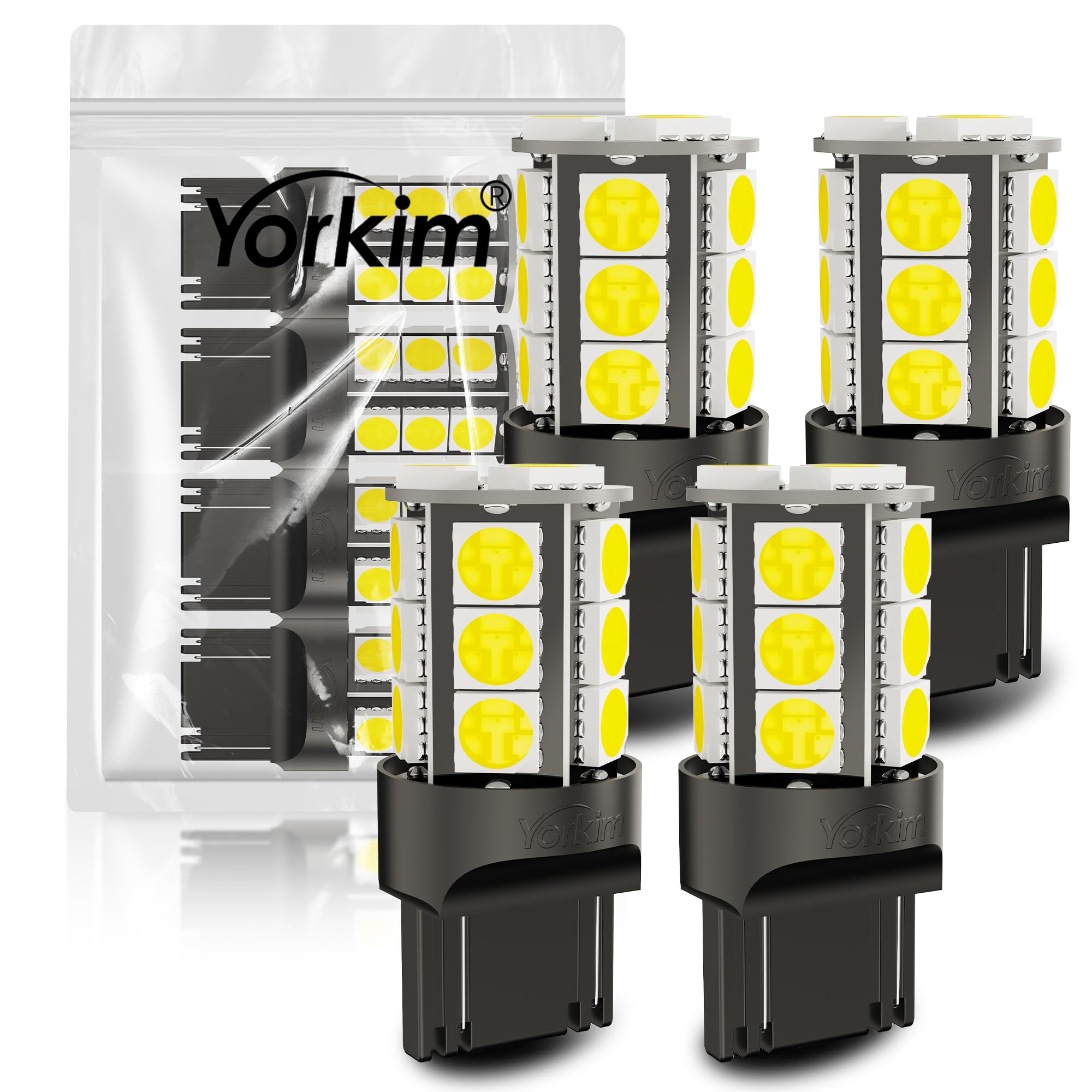 Yorkim 7443 Led Light Bulbs White Super Bright, 7440 7441 7444 W21W T20 Led Bulbs For Brake Lights, Backup Reverse Lights, Tail