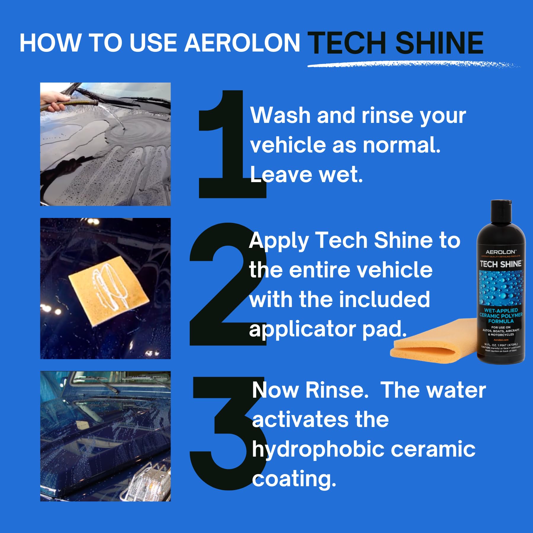 Aerolon Tech Shine: Ceramic Coating For Cars, Car Wax, Car Polish, Ceramic Polymer Coating, Hydrophobic Top Coat Polish And Seal