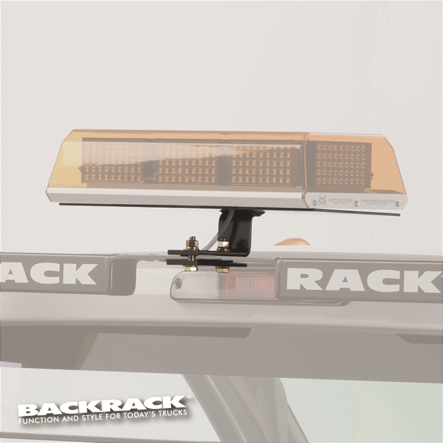 Realtruck Backrack Light Bracket, 16X7 Base | Rectangle, Center Mount, Black | 91002Rec | Universal W/Backrack Frame'S
