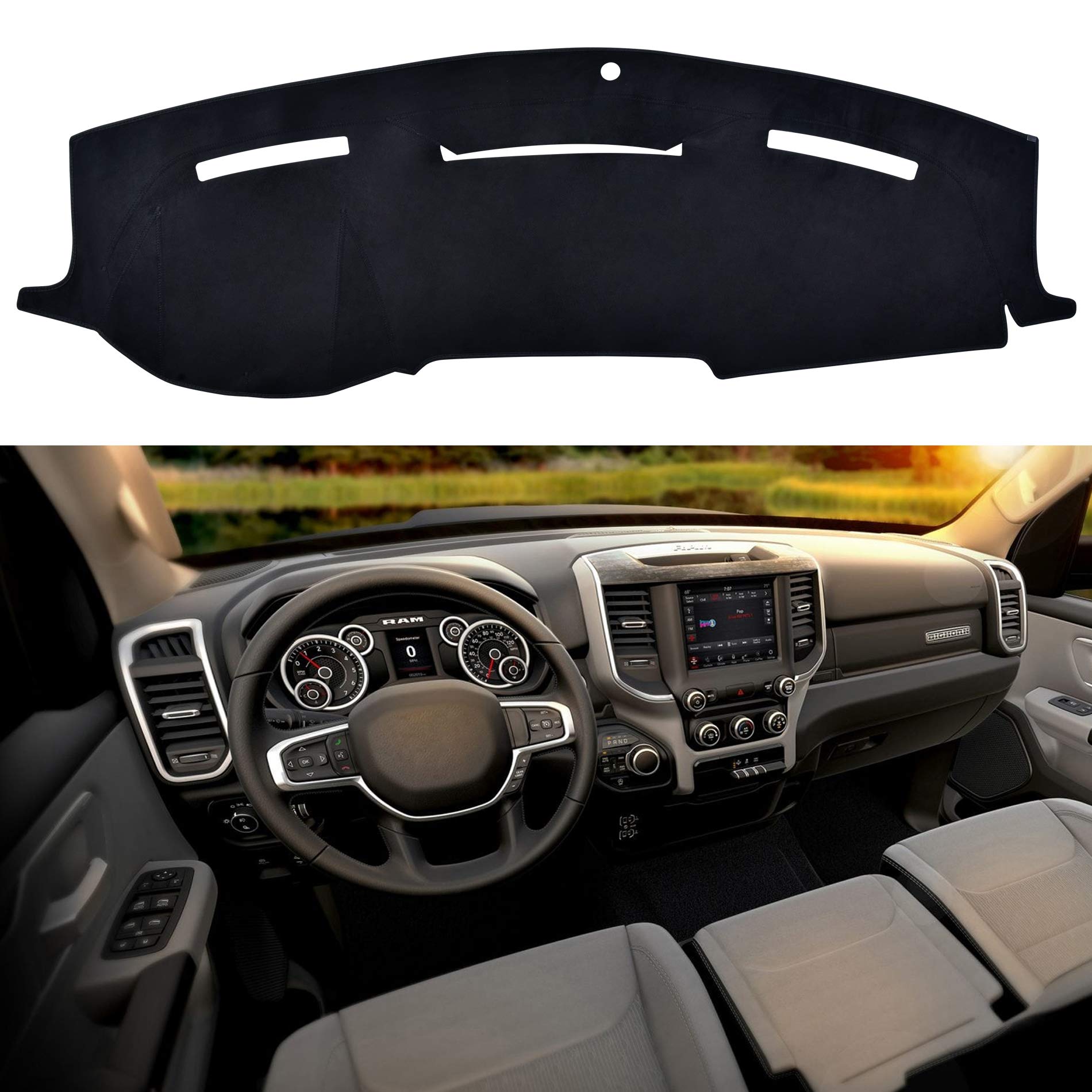 Speedwow Dashboard Dash Board Cover Mat Carpet Compatible With 2010-2018 Dodge Ram 1500 2500 3500