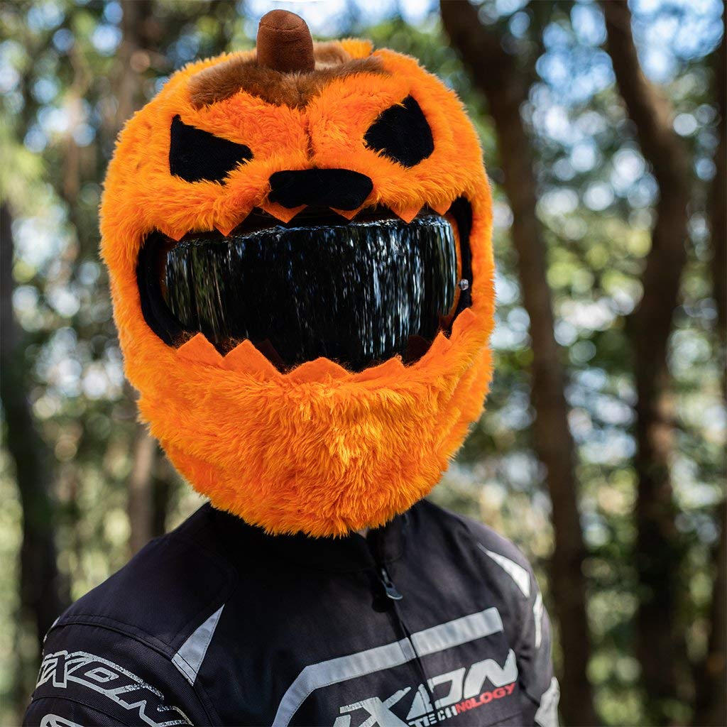 Moto Loot Helmet Cover For Motorcycle Helmet, Fun Rides And Gifts (Cover Only. Helmet Not Included) - Evil Pumpkin