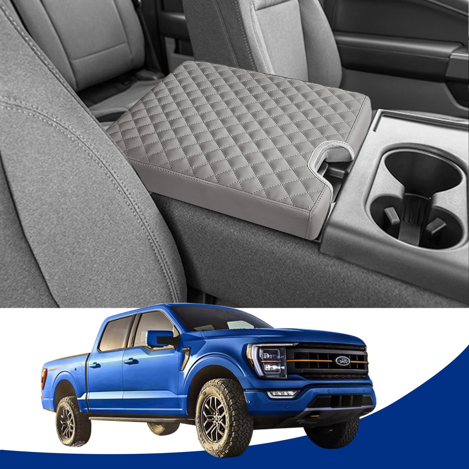 Center Console Armrest Cover For Ford F150 2015-2022, F250 F350 F450 F550 2017-2022, Pu Leather Car Interior Accessories, Middle
