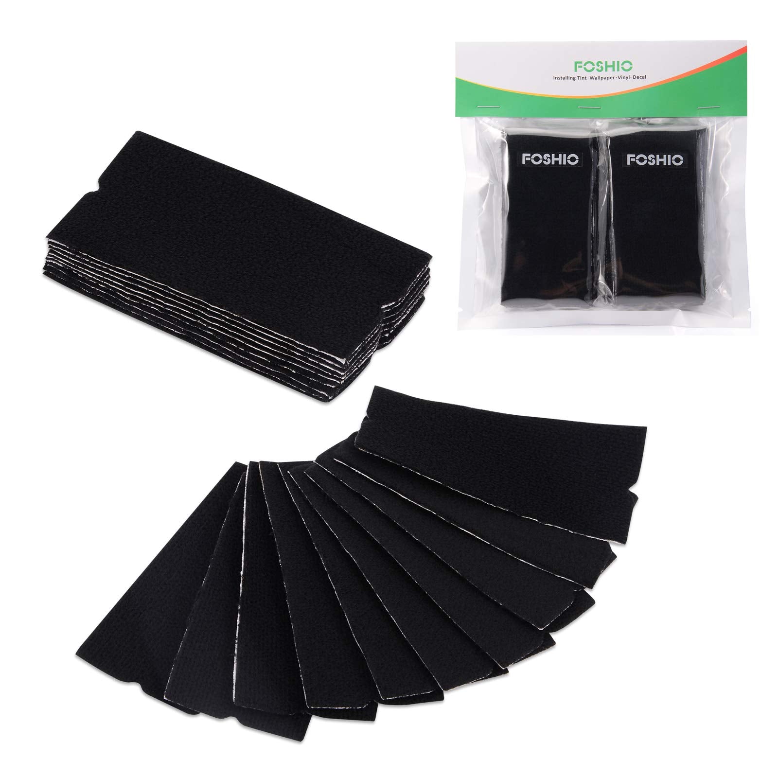 FOSHIO 20PCS Black Standard Pre-Cut Self-Adhesive Squeegee Fabric Felt Replacement for 4Inch Squeegee Car Vinyl Application Tool