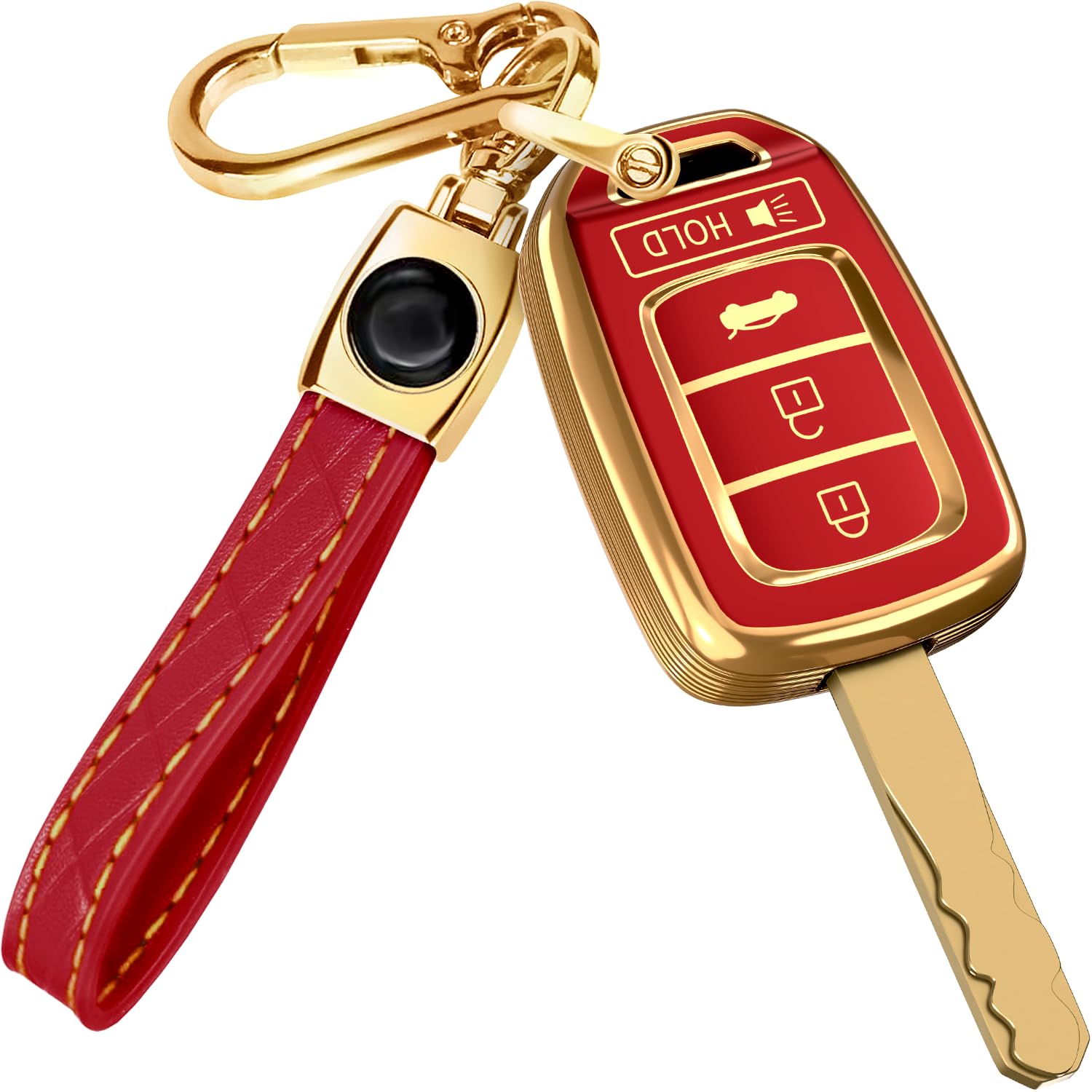 For Honda Civic Key Fob Cover And Leather Keychain - Full Cover Key Case For Honda Accord, Cr-V Se, Crv Lx, Hr-V - 2014-2022 Tpu