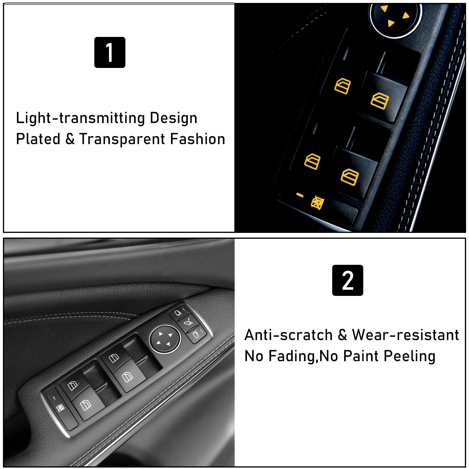 Moonlinks Inner Door Power Window Switch Button Covers Trim Sticker Replacement Compatible With Mercedes Benz A B C E G Gla Cla