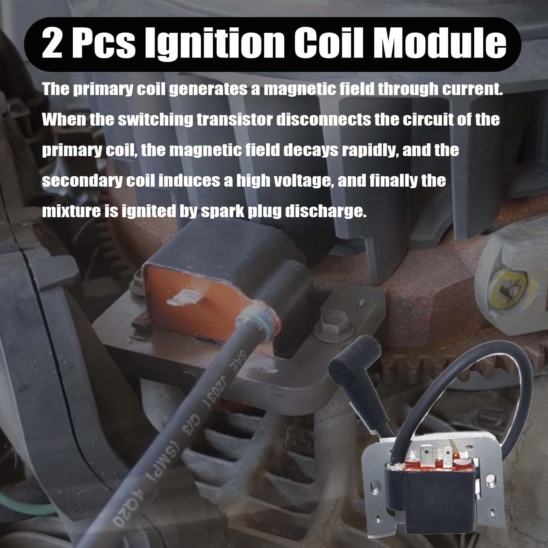 GXARTS 2 Pcs 2458436-S Ignition Coil Module Replaces 2458411-S 2458415-S 2458403 Compatible With Kohler CH22 CH25 CH730 CH740 CH