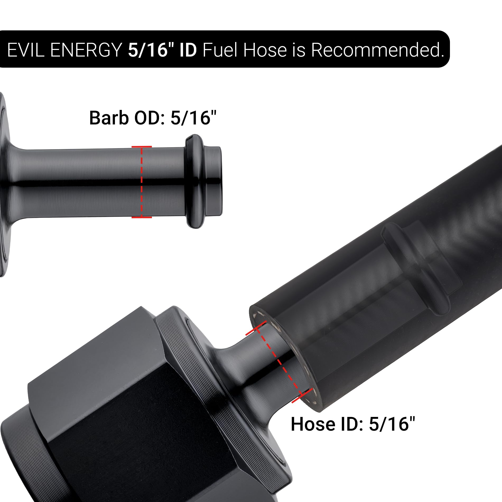 EVIL ENERGY 8AN Female to 5/16'' Barb Hose Fitting Straight Swivel 2PCS